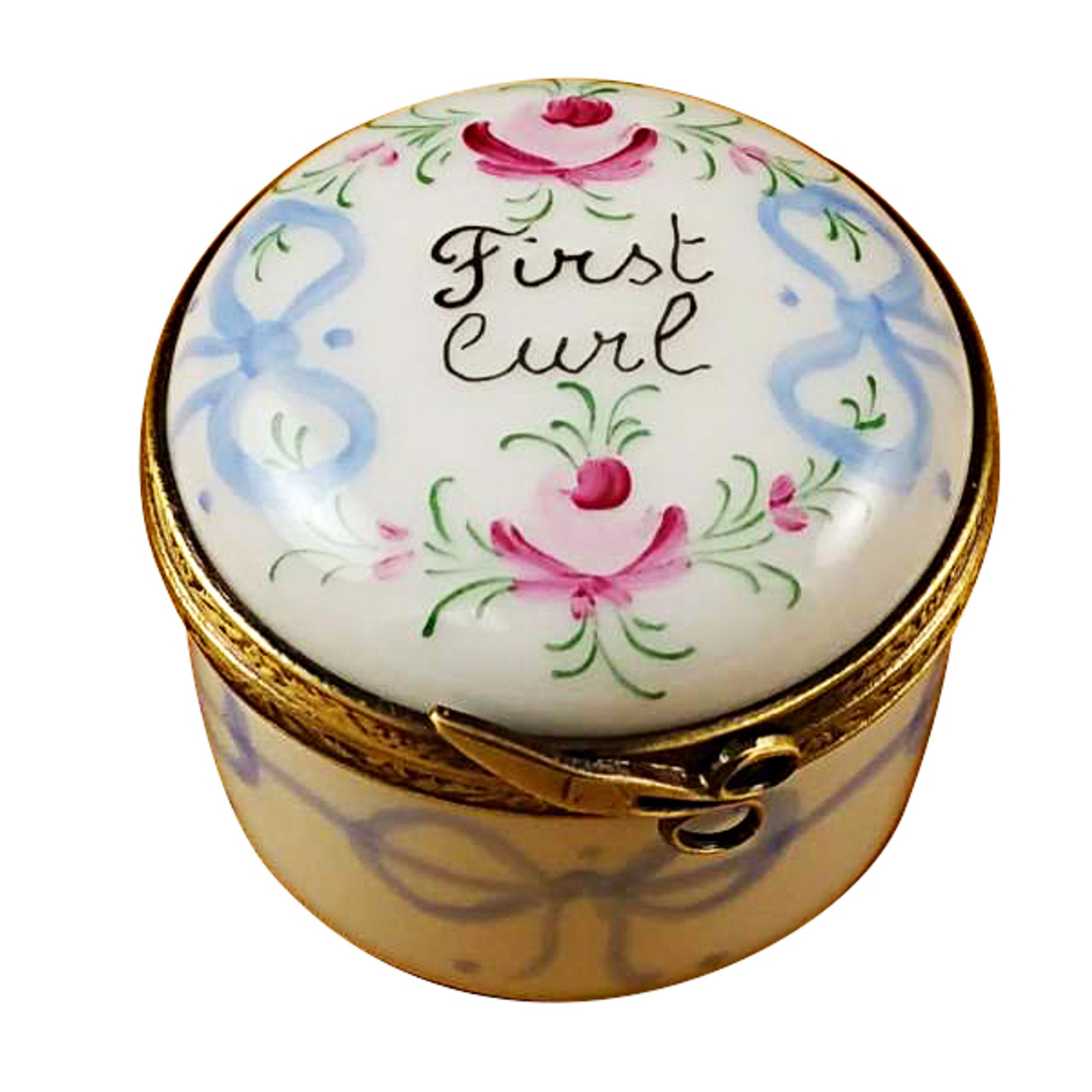 Limoges Imports Blue First Curl Limoges Box