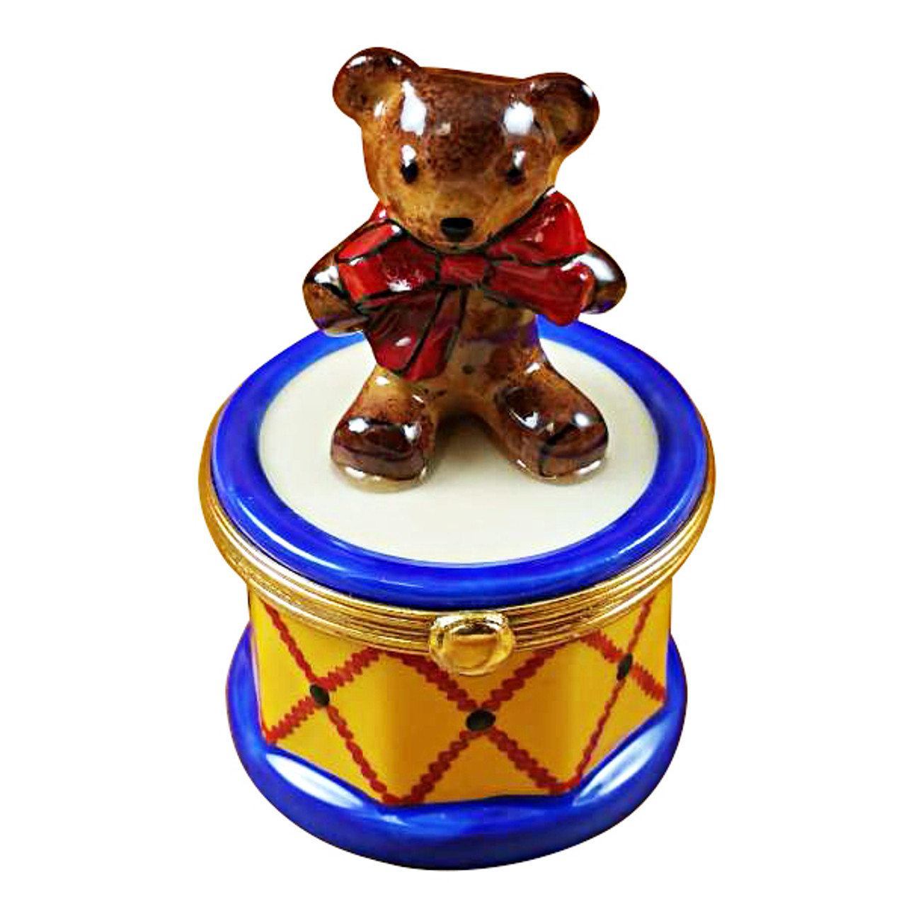 Limoges Imports Bear On Drum Limoges Box
