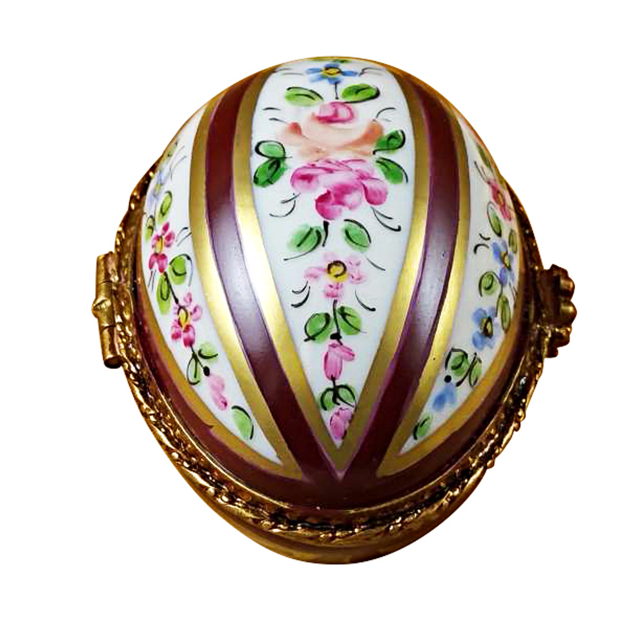 Limoges Imports Burgundy Striped Egg Limoges Box