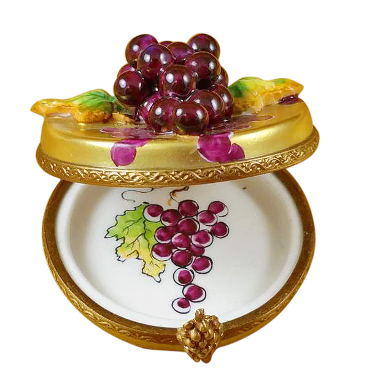 Limoges Imports Grapes On Gold Oval Limoges Box