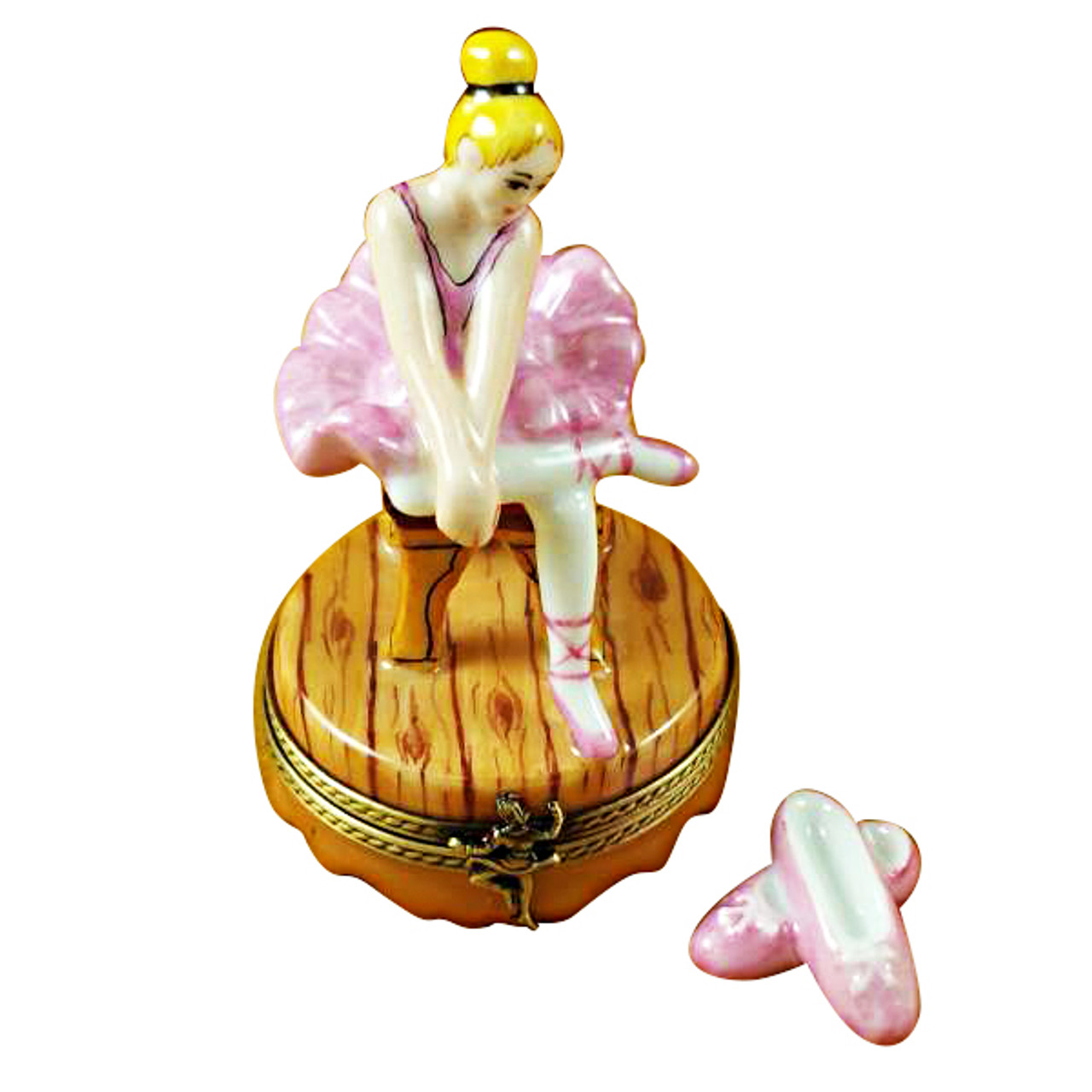 Limoges Imports Blonde Hair Ballerina W/Toe Shoes Limoges Box TO789-L
