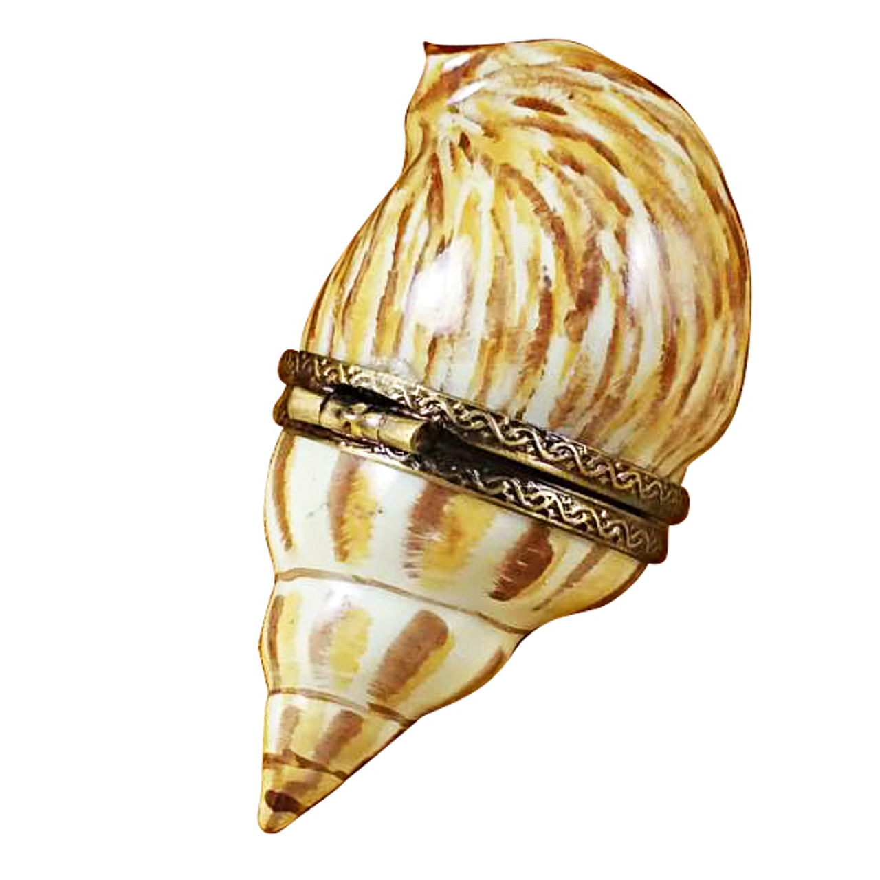 Limoges Imports Brown Sea Shell Limoges Box