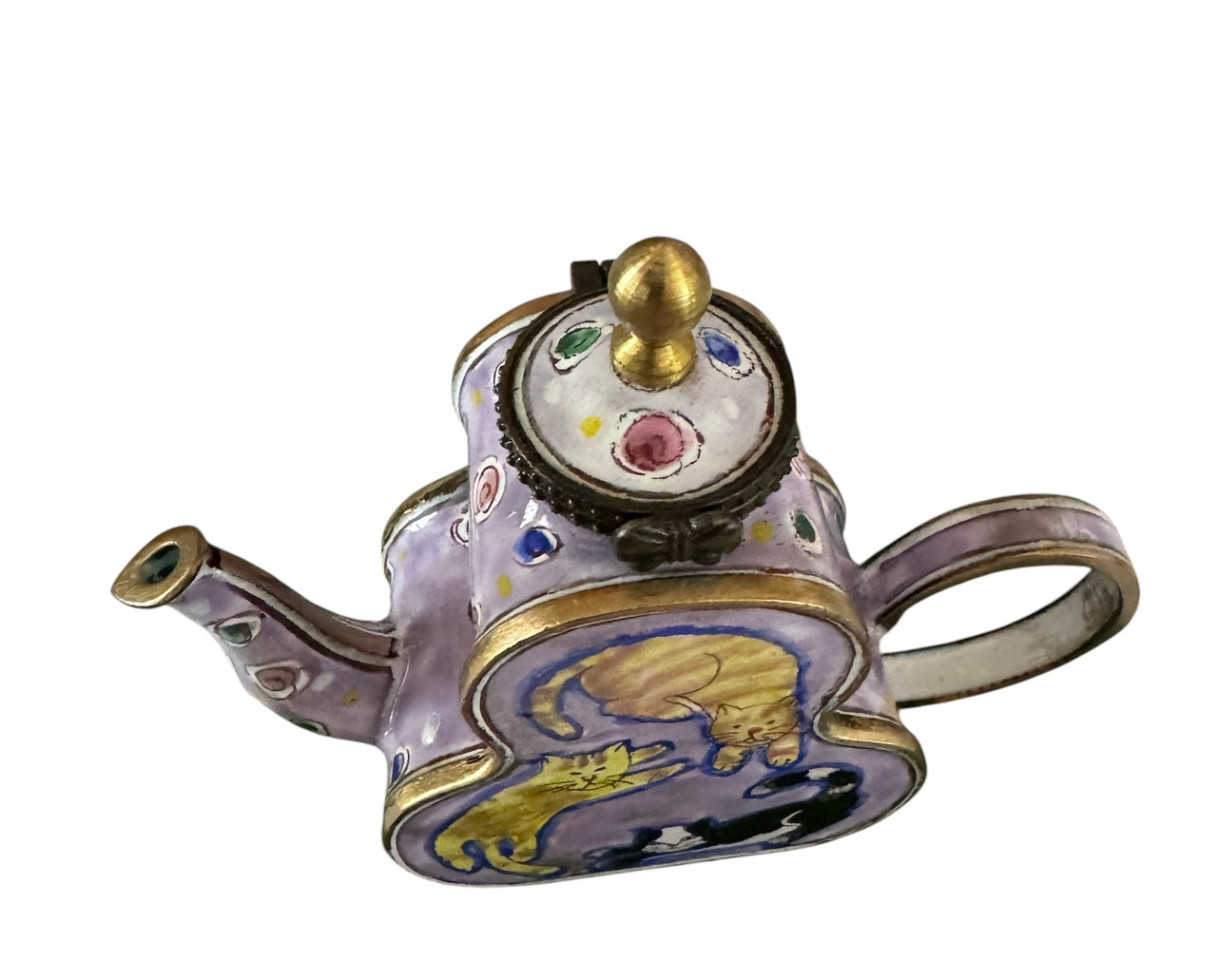 Kelvin Chen Three Circling Cats Enamel Hinged Teapot