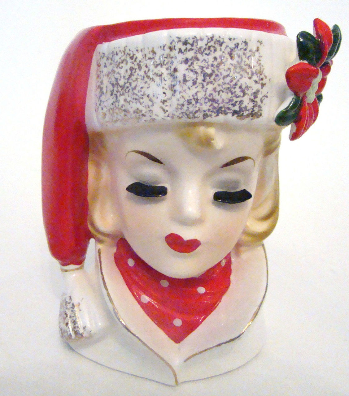 Napcoware Cx5409 Christmas Lady Head Vase Vintage Lady Head