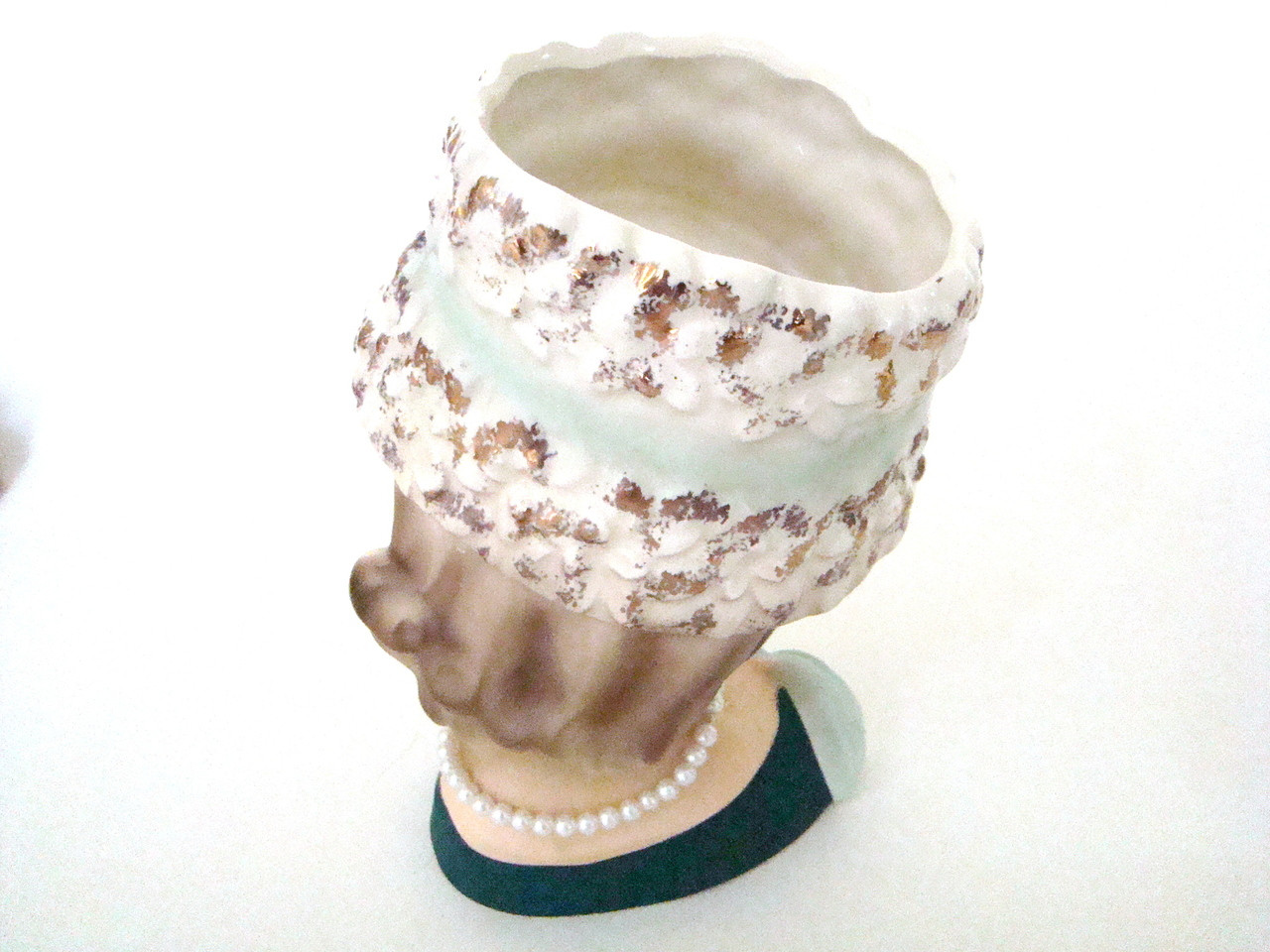 Antique Lady Head Vase Relpo K1517 in Sculpted Hat