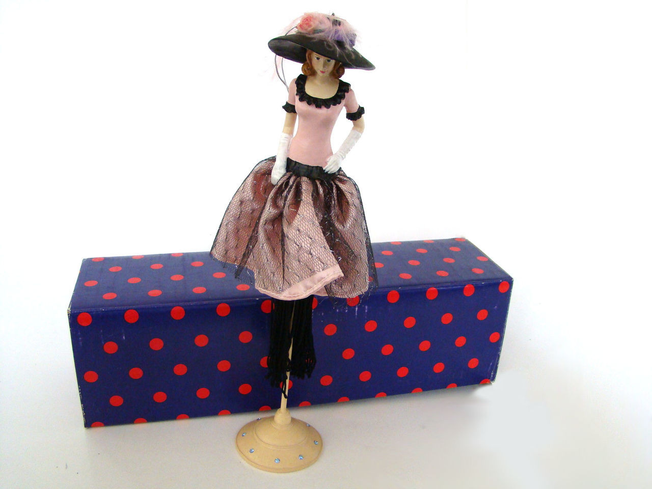 Pink and Black with black hat Tassel Doll TD289 