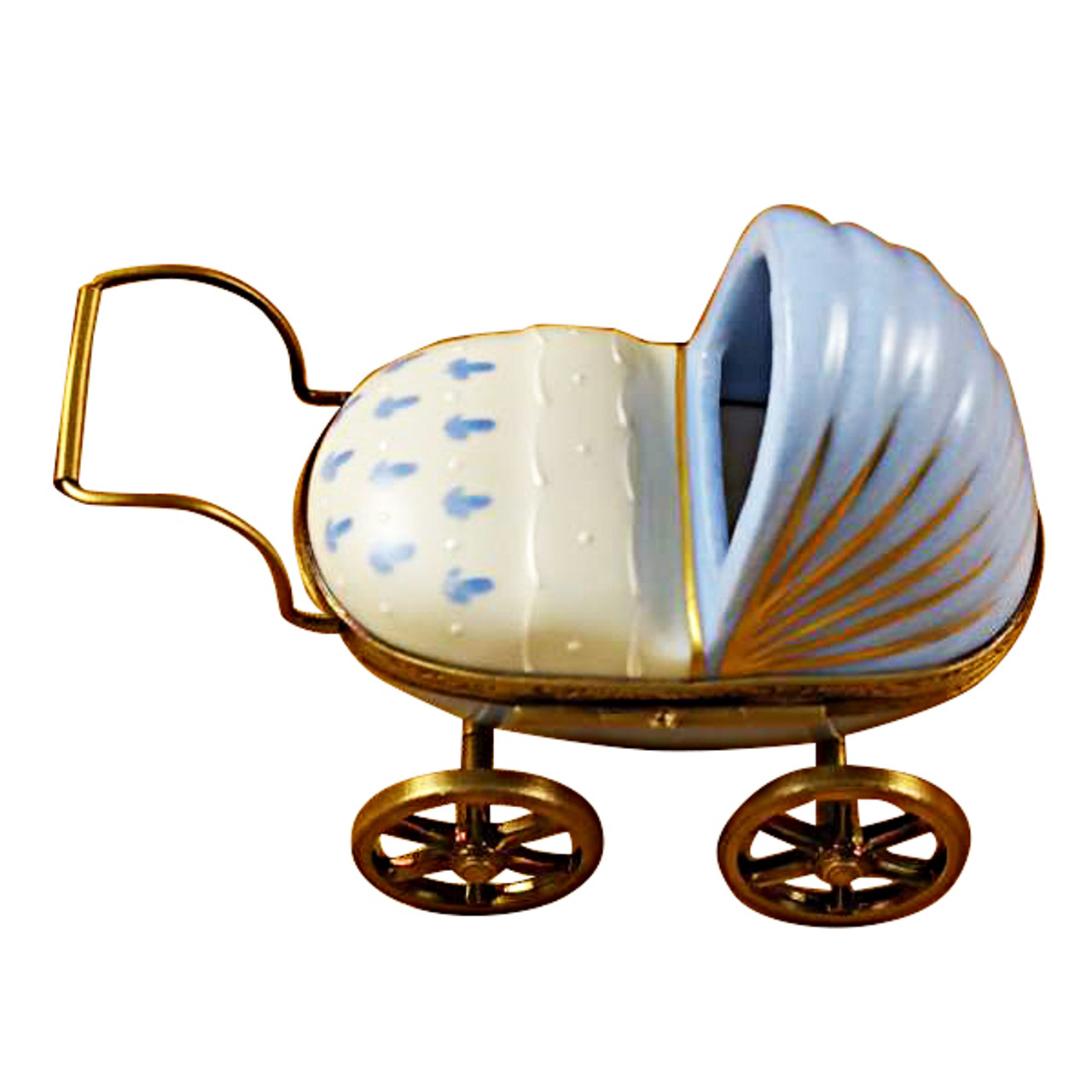 Limoges Imports BLUE BABY CARRIAGE Limoges Box  