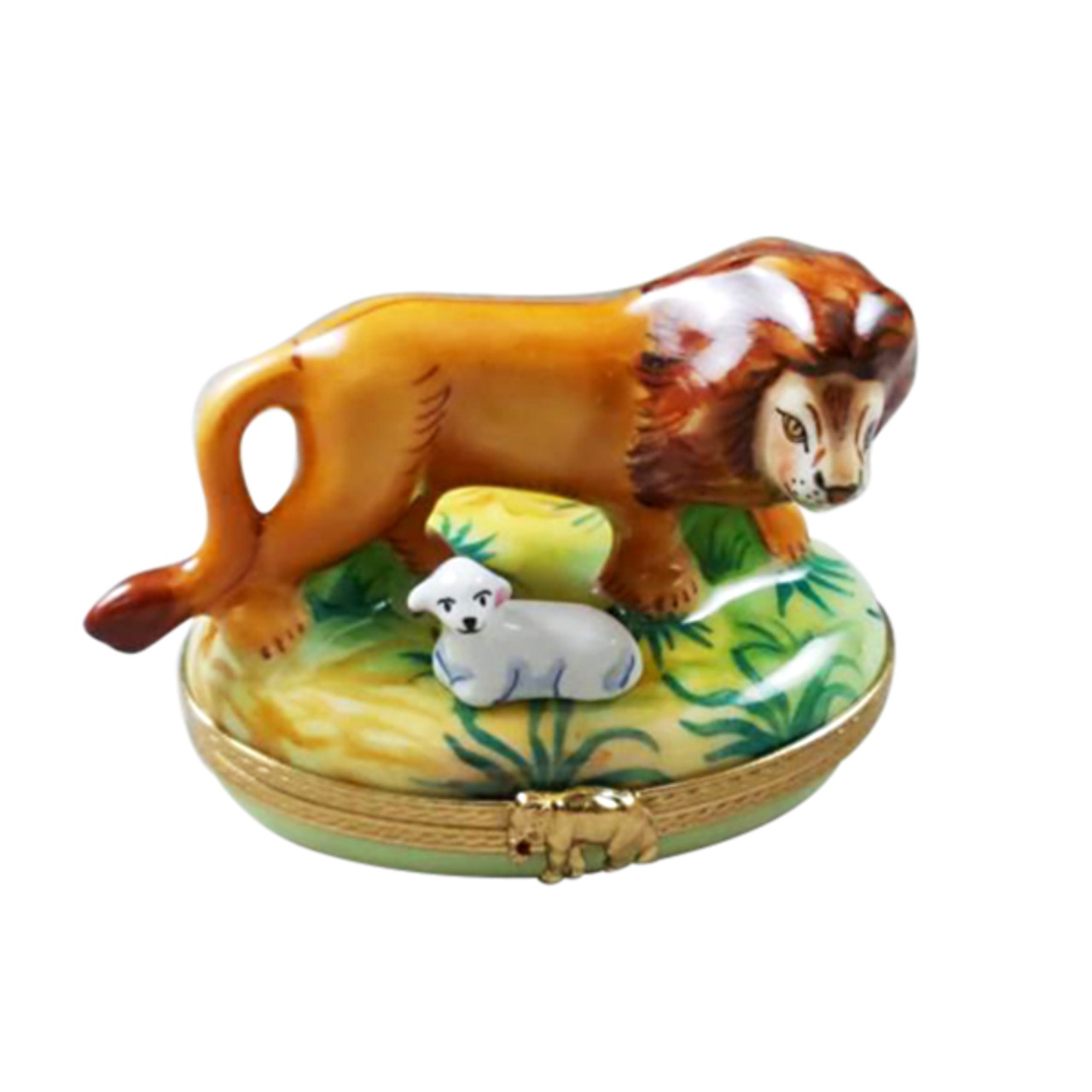 LION WITH REMOVABLE LAMB Limoges Box