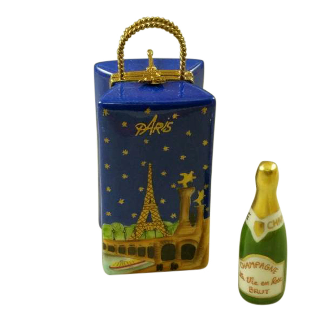 PARIS BY NIGHT GIFT BAG WITH CHAMPAGNE BOTTLE Limoges Box