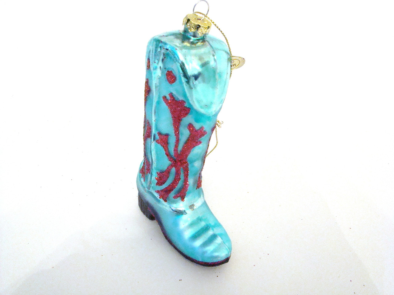 Katherine's Collection Rodeo Ralph Turquoise Cowboy Boot Glass Ornament 16-21172TURQ
