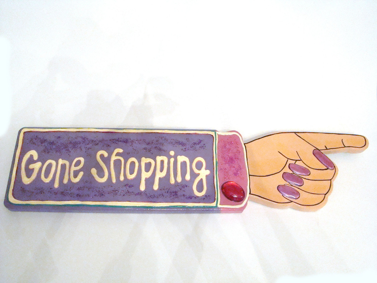 GONE SHOPPING Wood Sign Hand Pointed (BC1855)