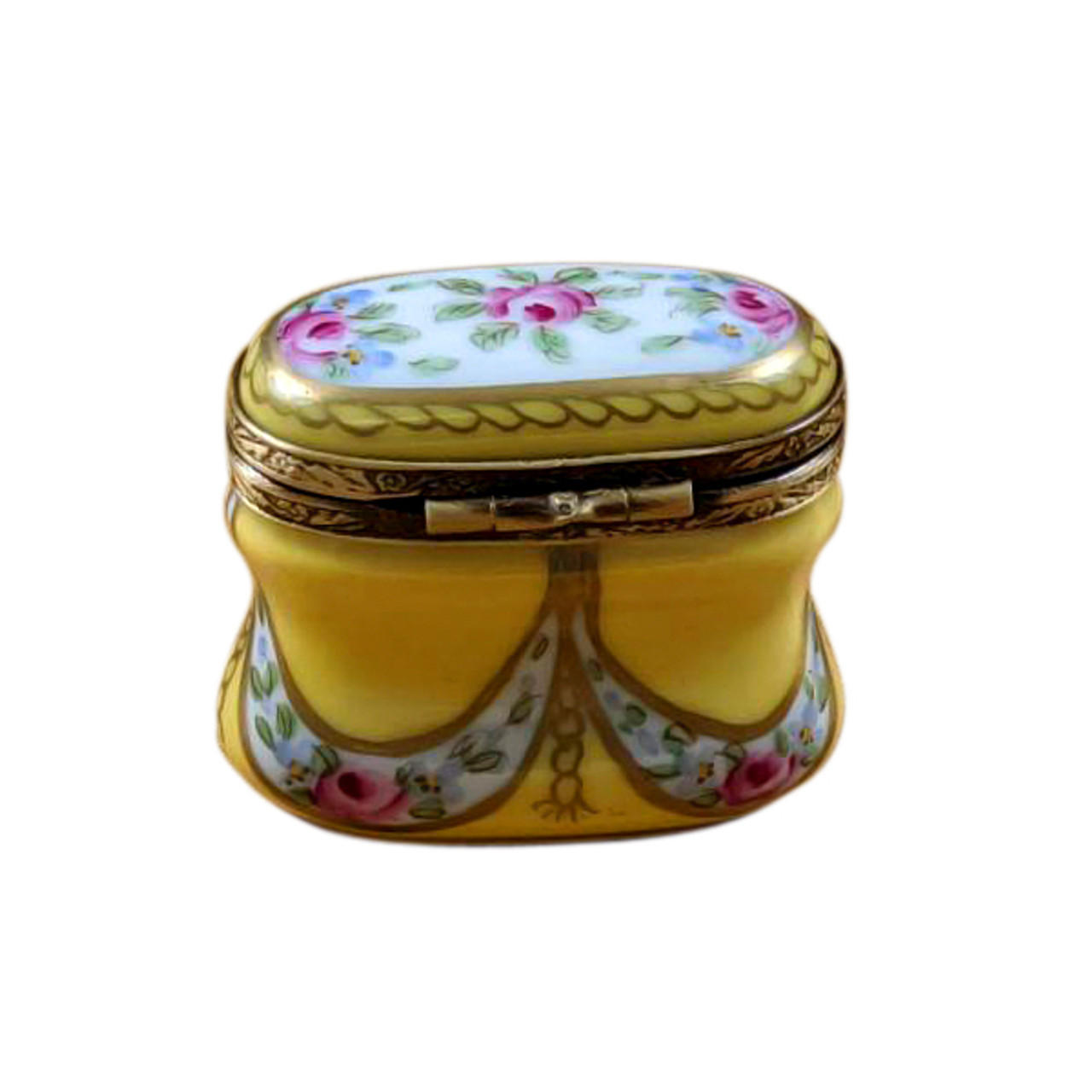 Tall Yellow Oval with Flowers Rochard Limoges Box