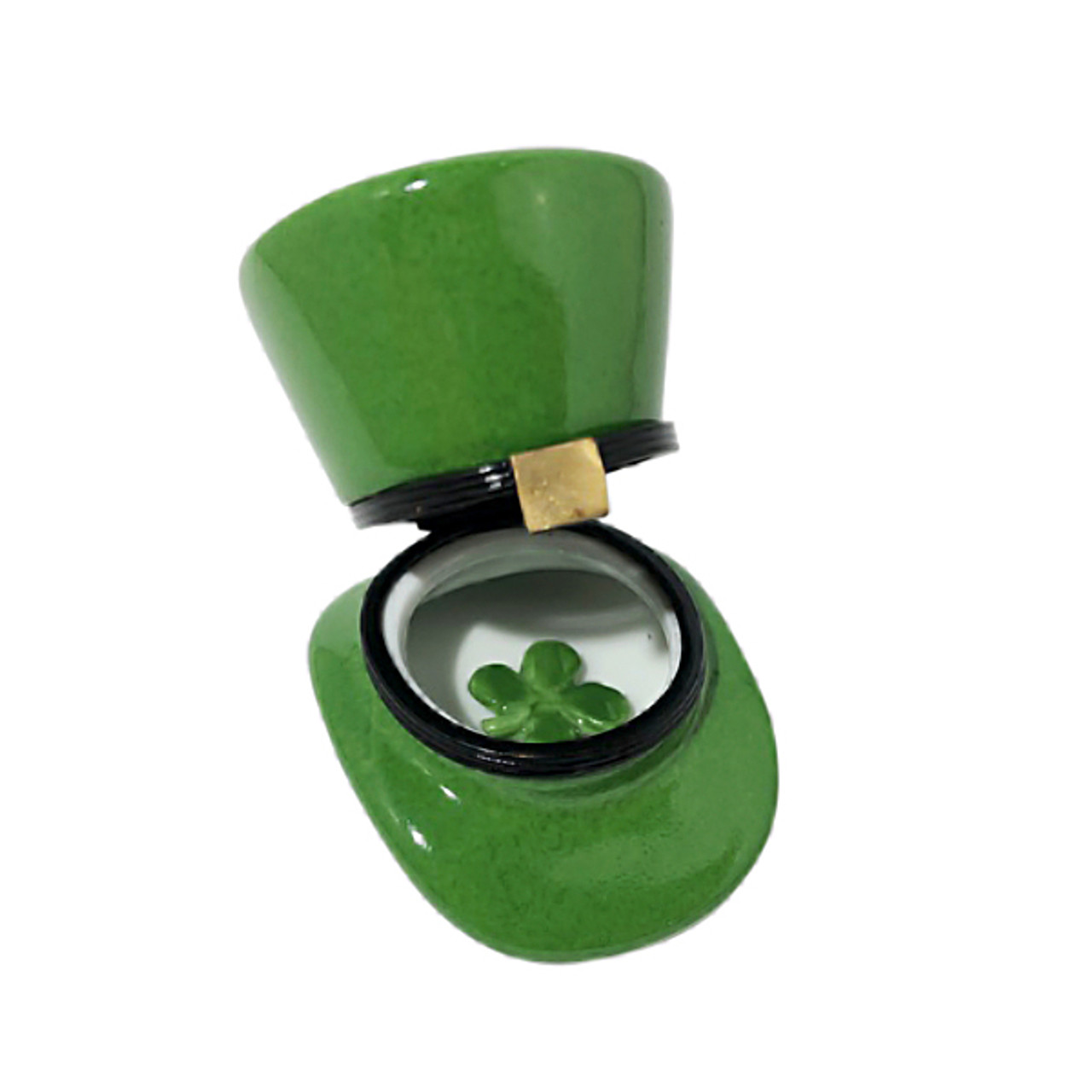 Leprechaun Hat with Four Leaf Clover Limoges Box RO226