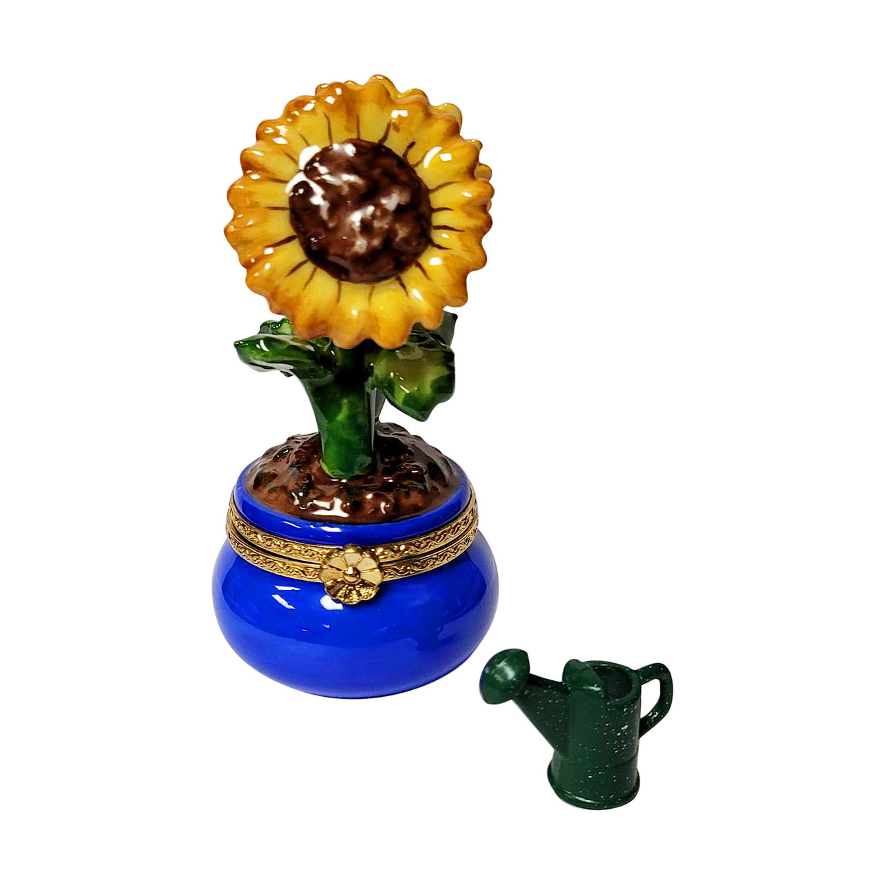 Sunflowers in Pot with Watering Can Limoges Box RK222