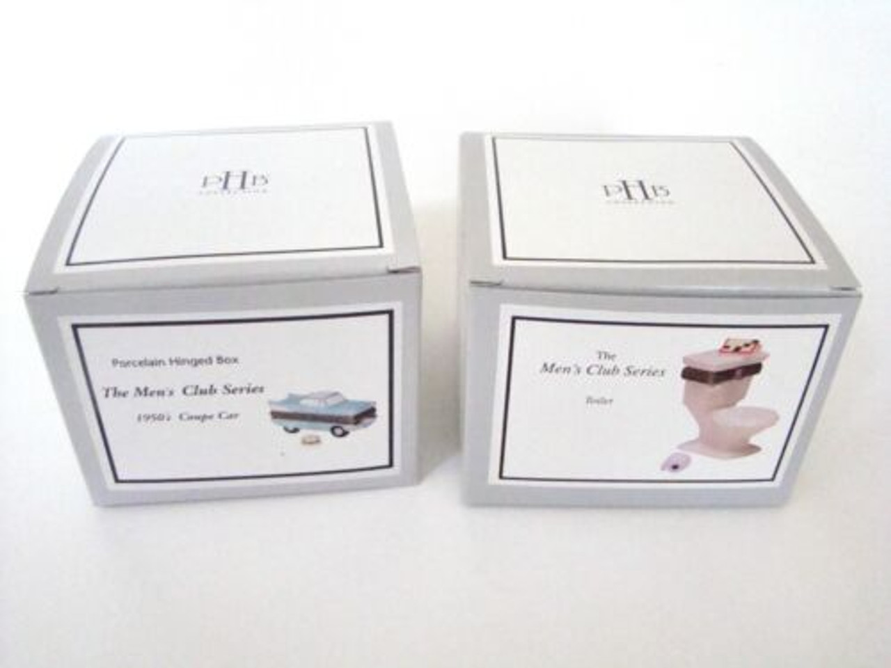 PHB Mens Club Series Set/9 Porcelain Hinged Boxes