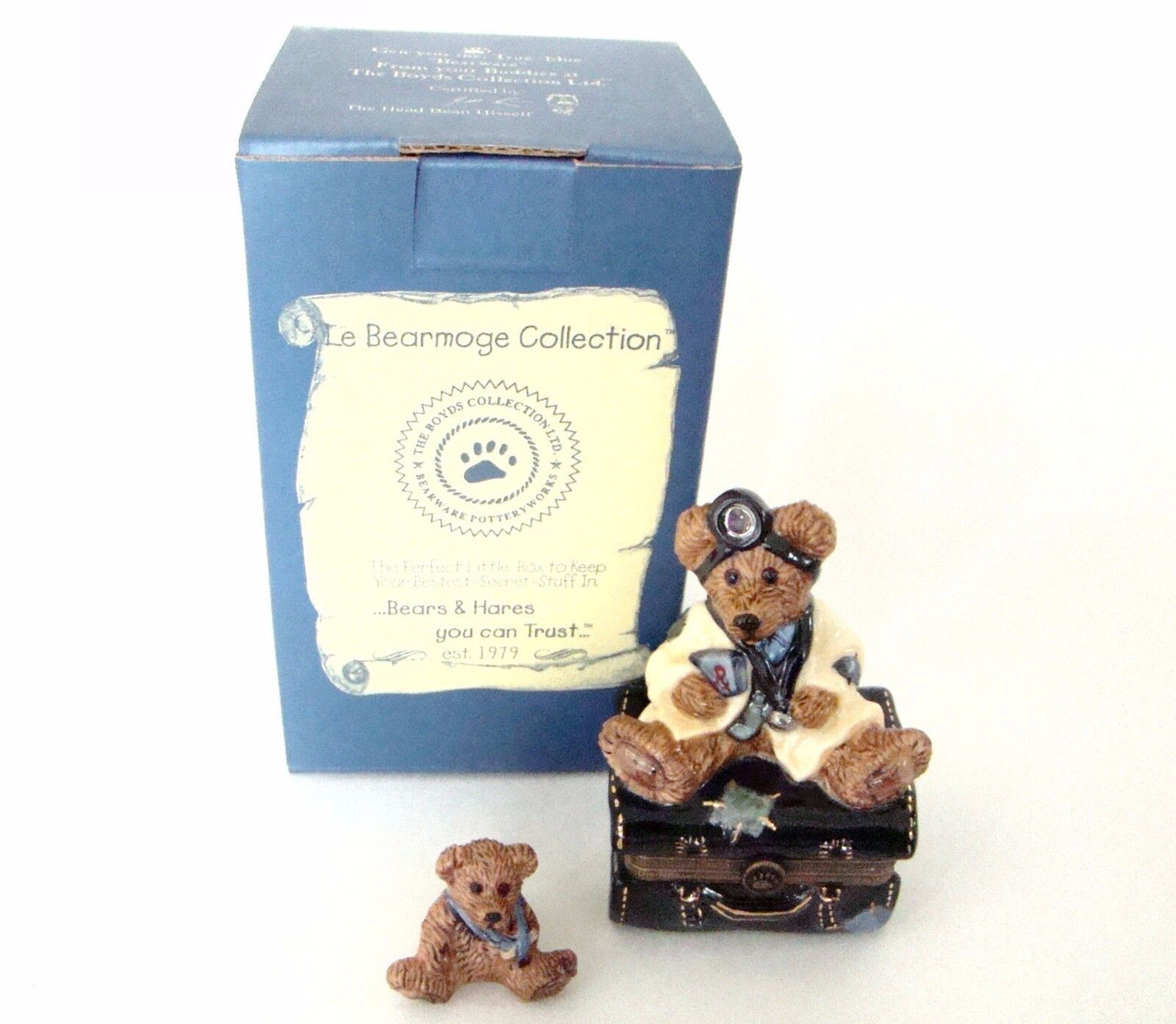 Boyds Bears Le Bearmoge Collection - Dr Harrison Griz Porcelain Hinged Box (B392011)