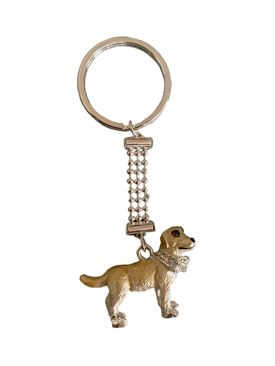 Labrador Retriever Dog Enamel Keyring with Crystals