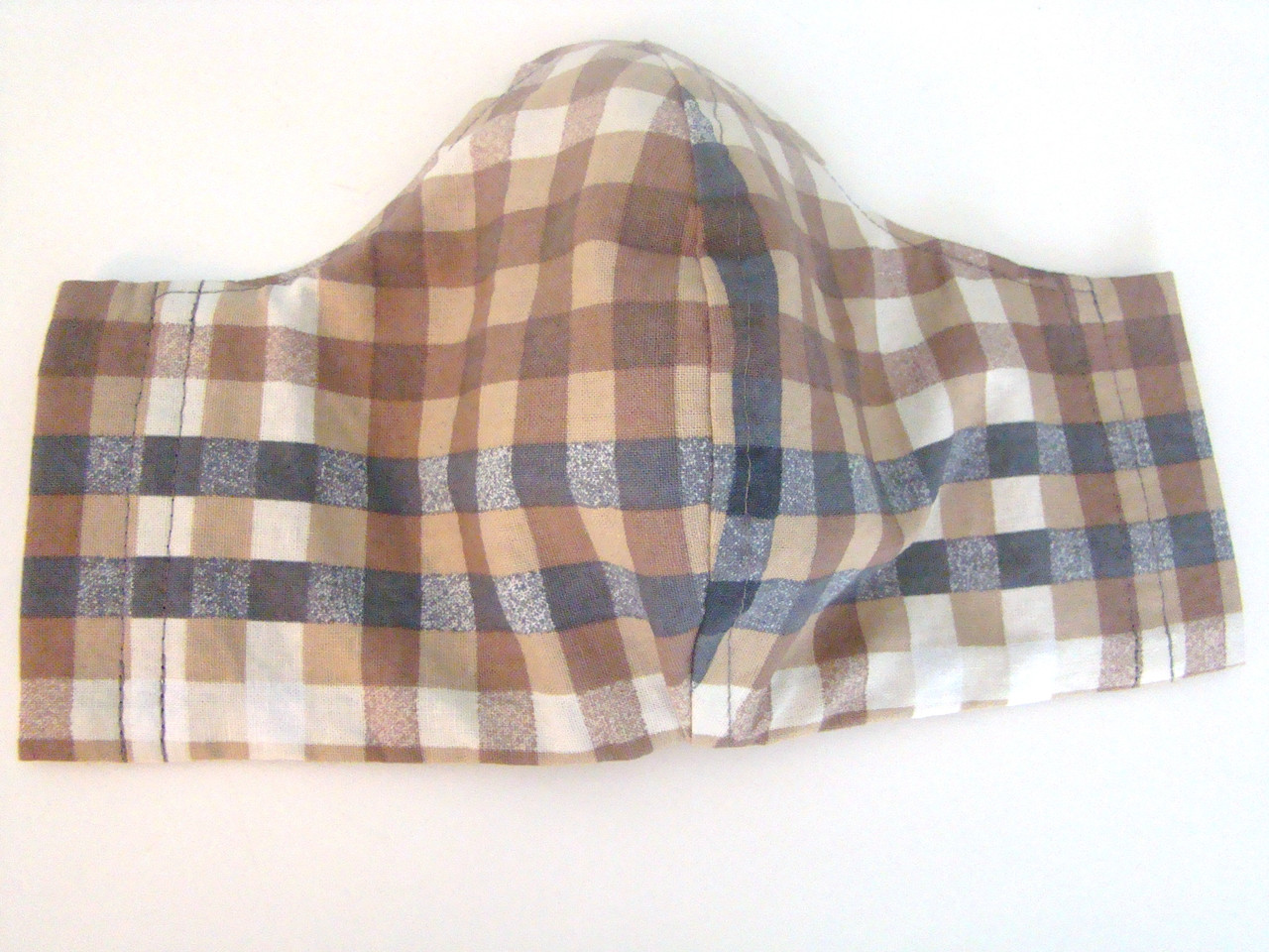 Classic Plaid Earth Tones Size LARGE Face Mask Reversible