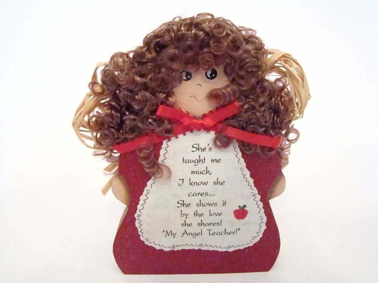 Wood Block My Angel TEACHER in Red