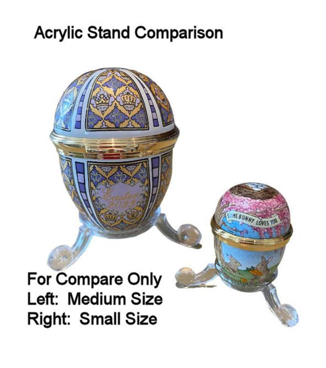 Small - 3/8 inch tall with an inside diameter of 15/32 inch
Medium- 1/2 inch tall with an inside diameter of 27/32 inch