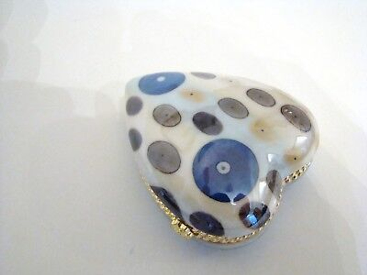 3C Studio Porcelain Hinged Box - Beautiful Large Puffy Art Deco Heart #3 (JBHR10-LUMINA)