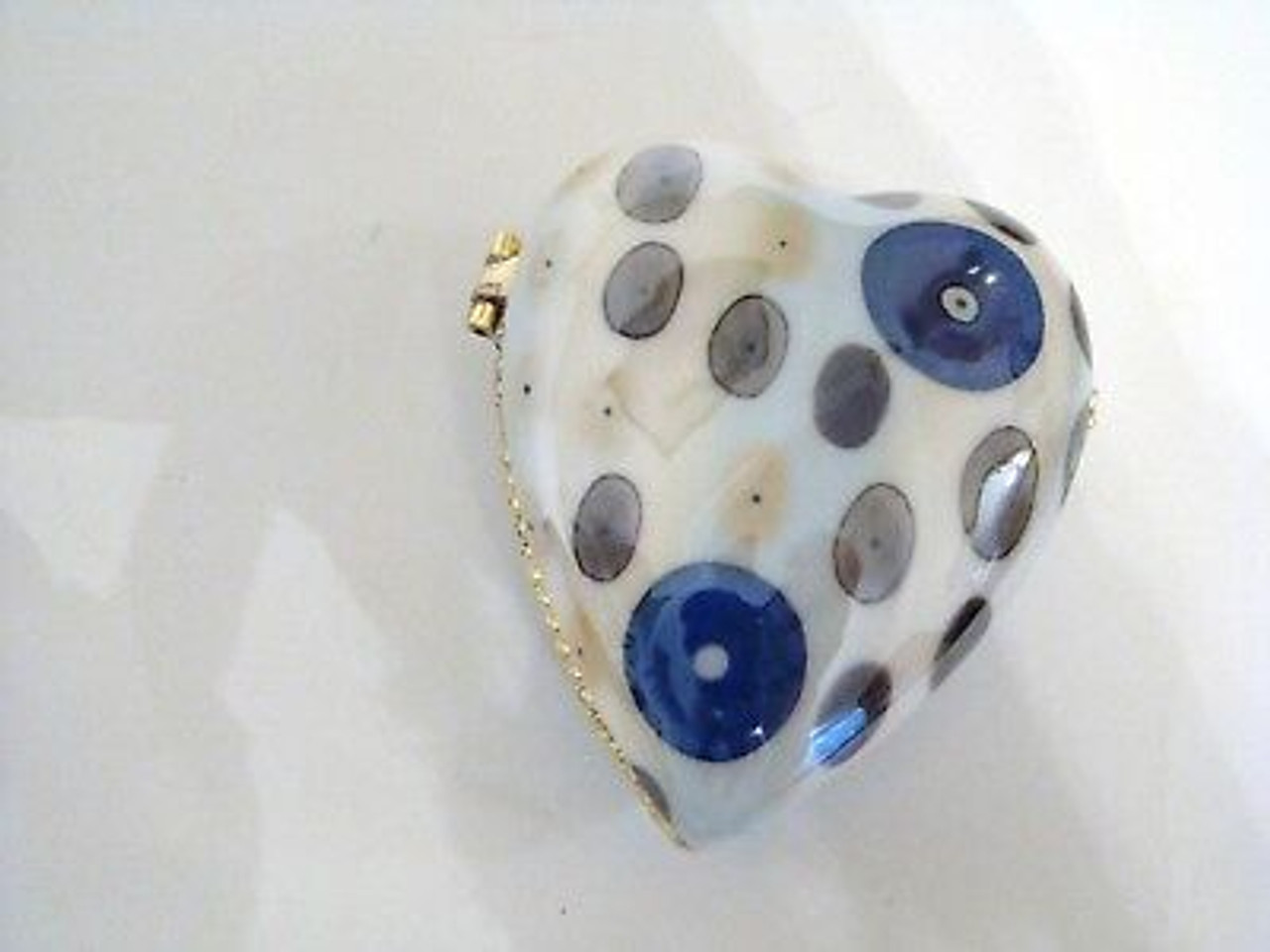 3C Studio Porcelain Hinged Box - Beautiful Large Puffy Art Deco Heart #3 (JBHR10-LUMINA)