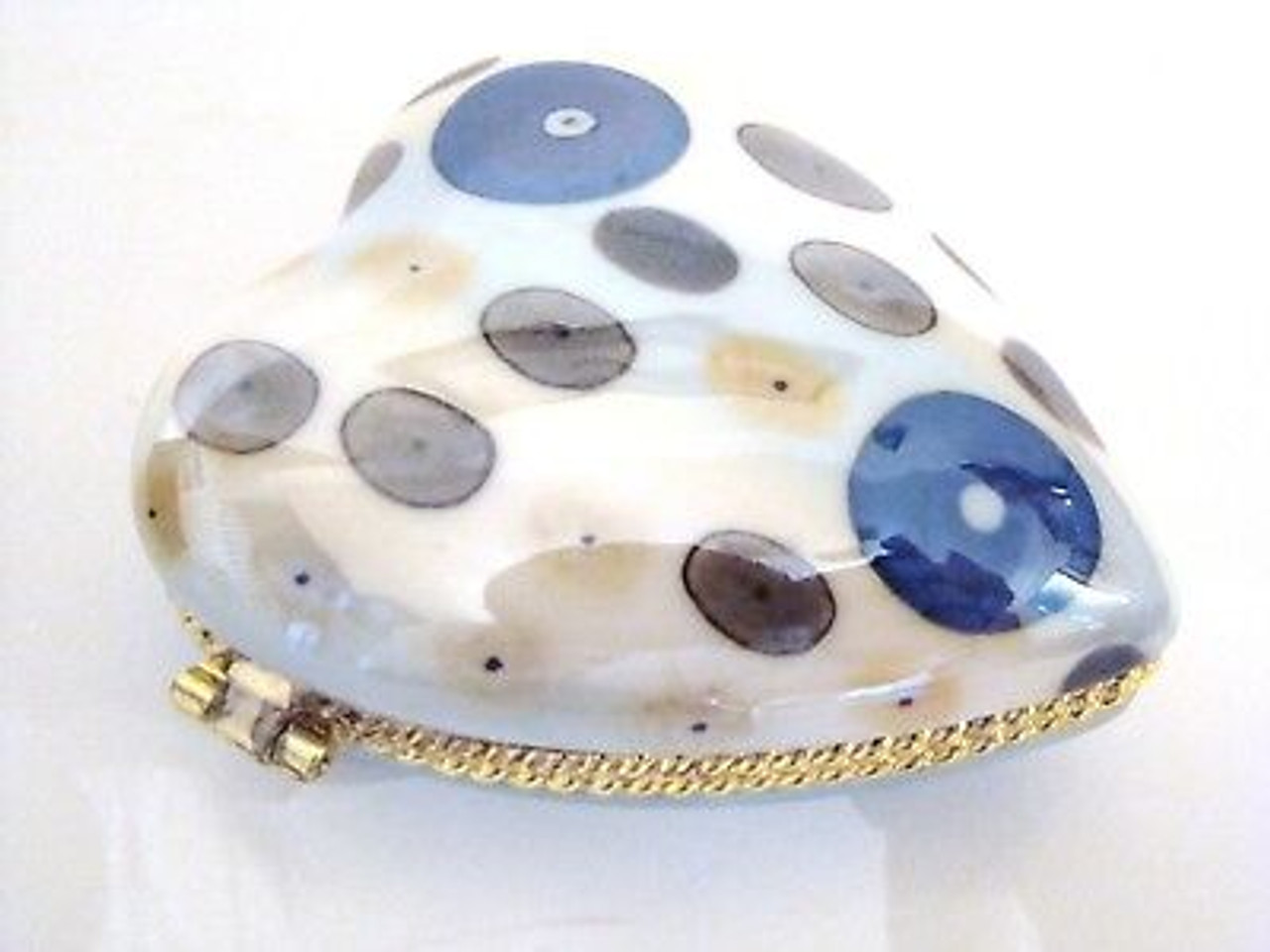 3C Studio Porcelain Hinged Box  - Beautiful Large Puffy Art Deco Heart #3