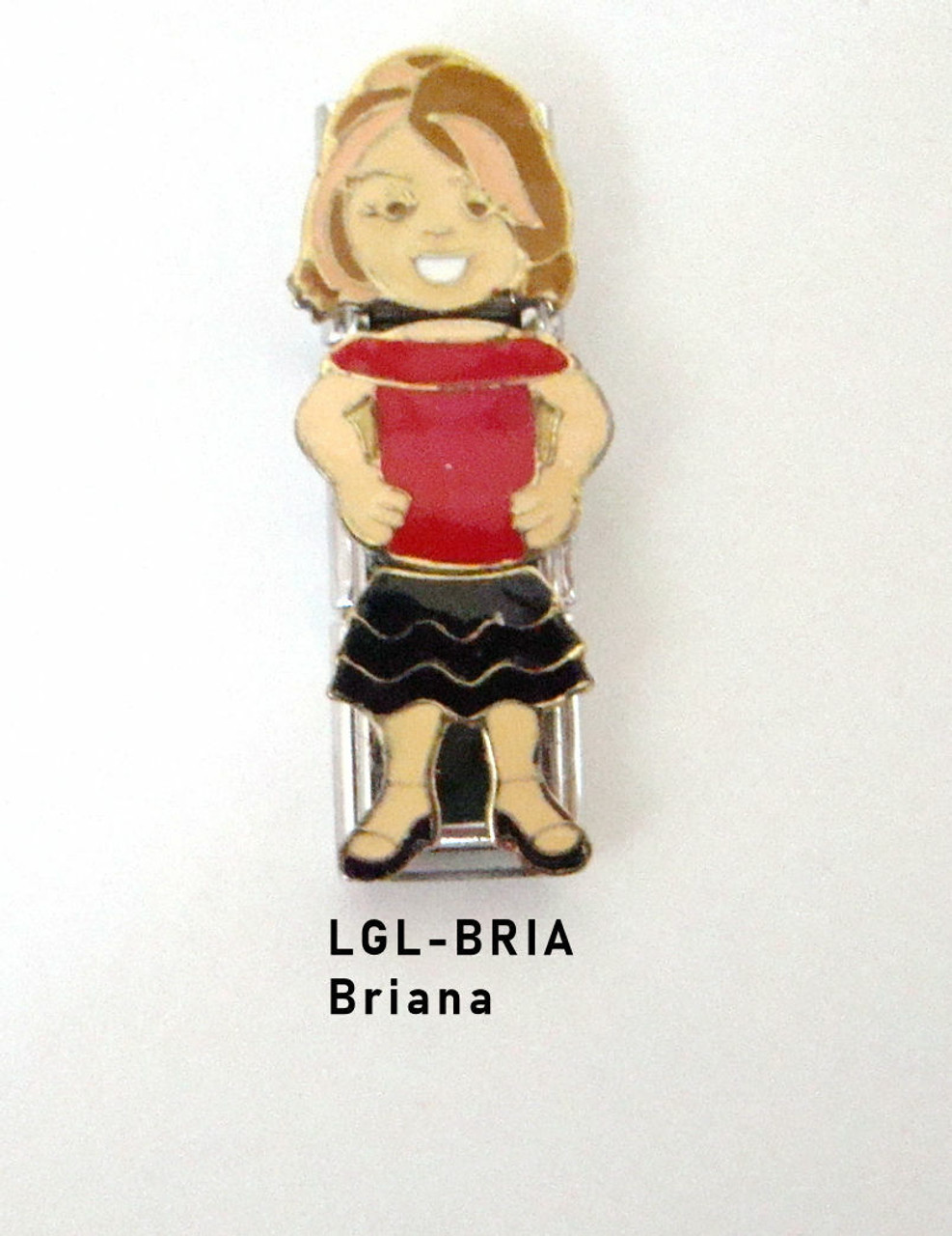 Stainless Steel 9MM Italian Charms 3 Part Charm Girls in Cute Outfits