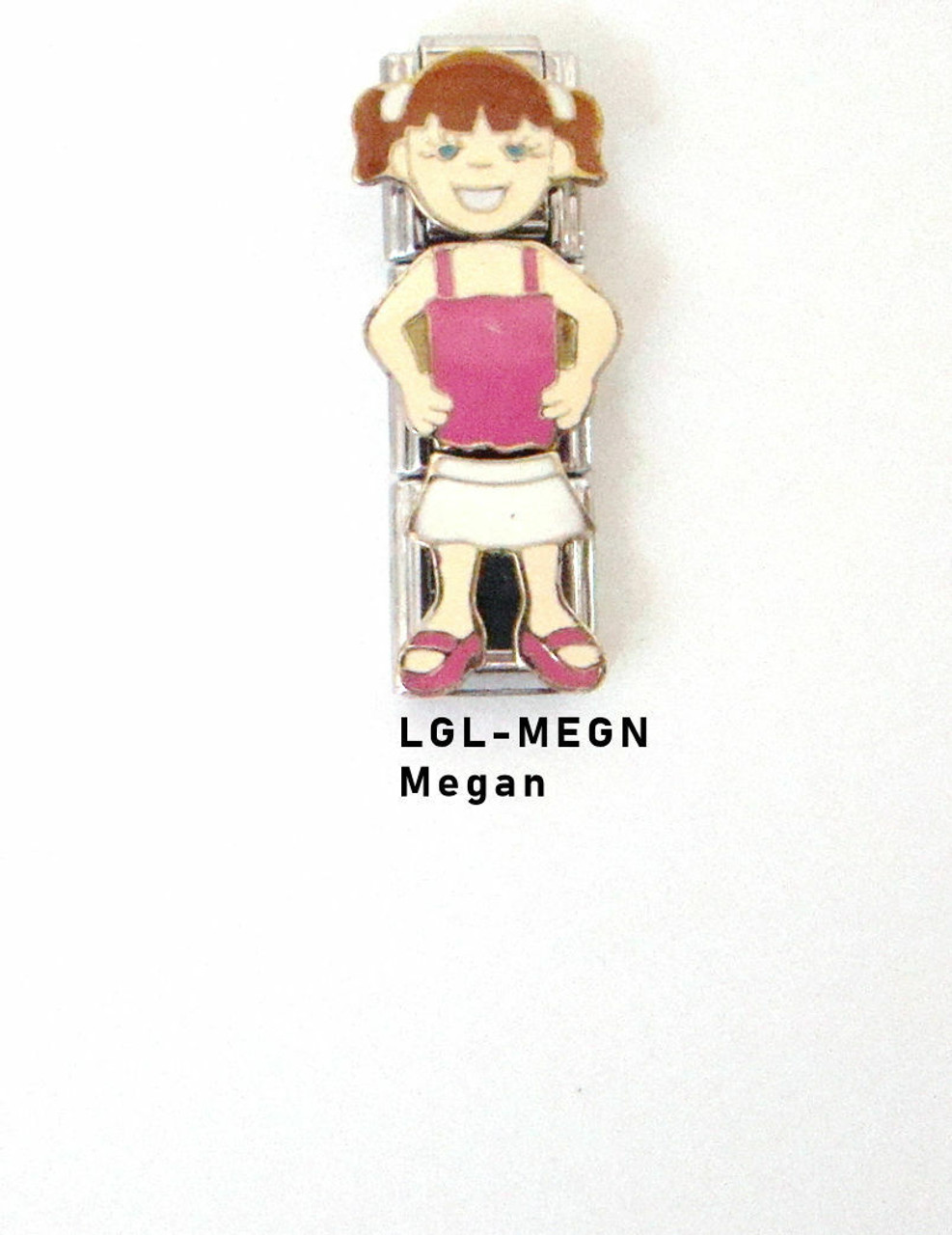 Stainless Steel 9MM Italian Charms 3 Part Charm Girls in Cute Outfits