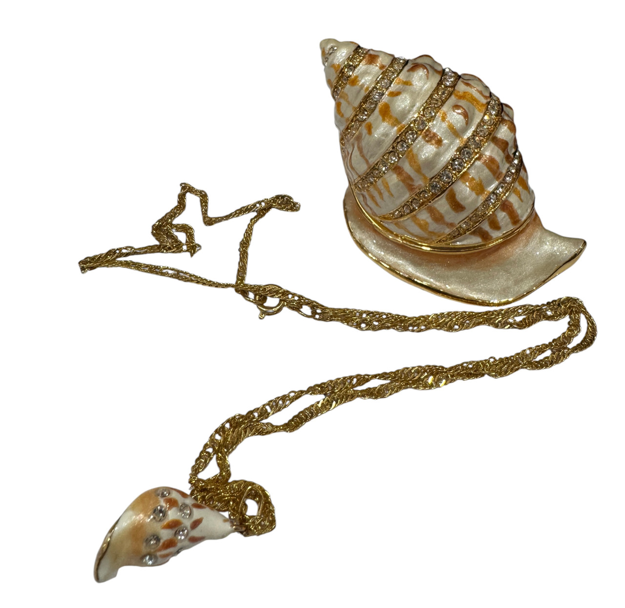 Jeweled Seashell Treasure Box with necklace