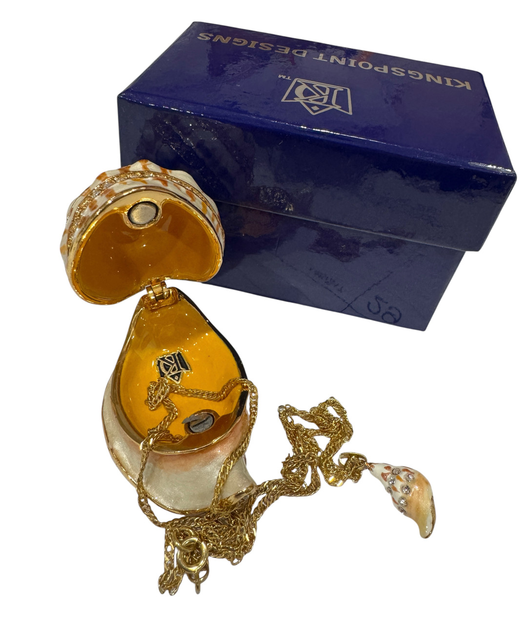 Jeweled Seashell Treasure Box with necklace