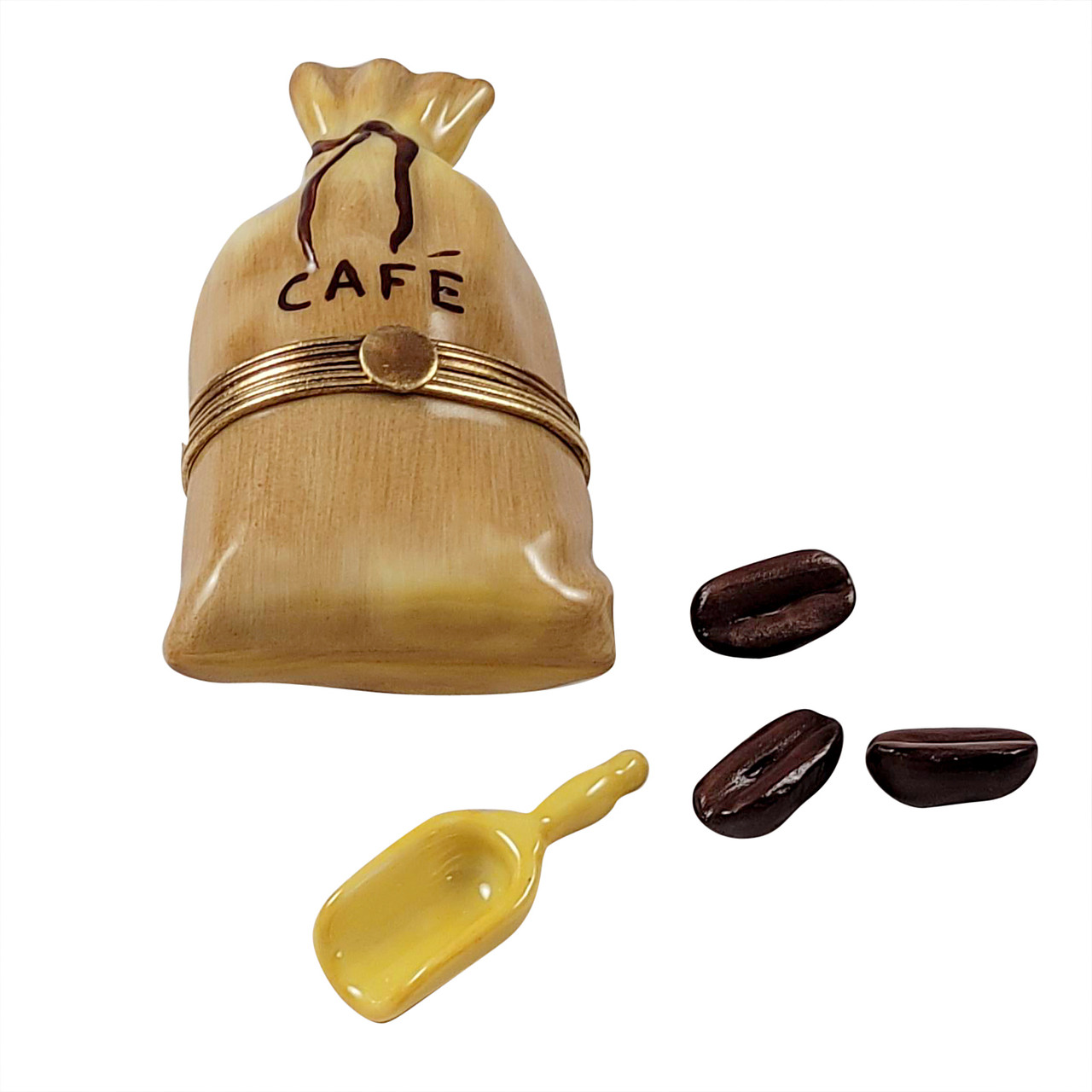 COFFEE SACK WITH SCOOP AND BEANS Rochard Limoges Box RK226