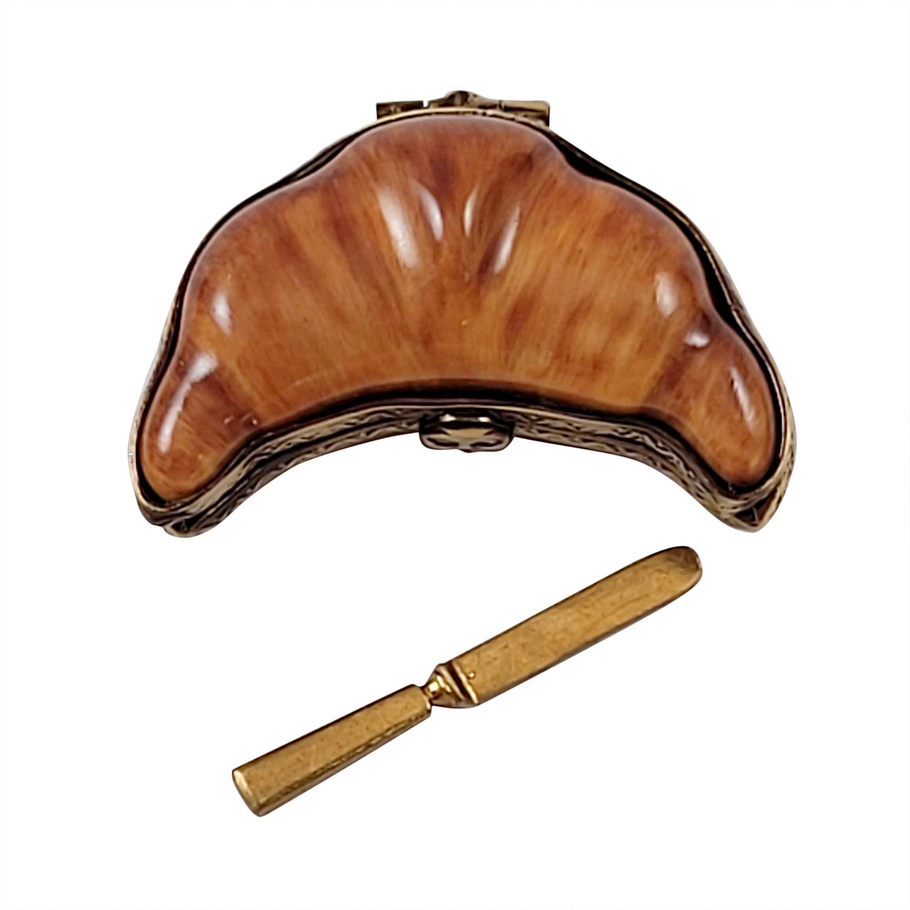CROISSANT WITH REMOVABLE BUTTER KNIFE Rochard Limoges Box RK230