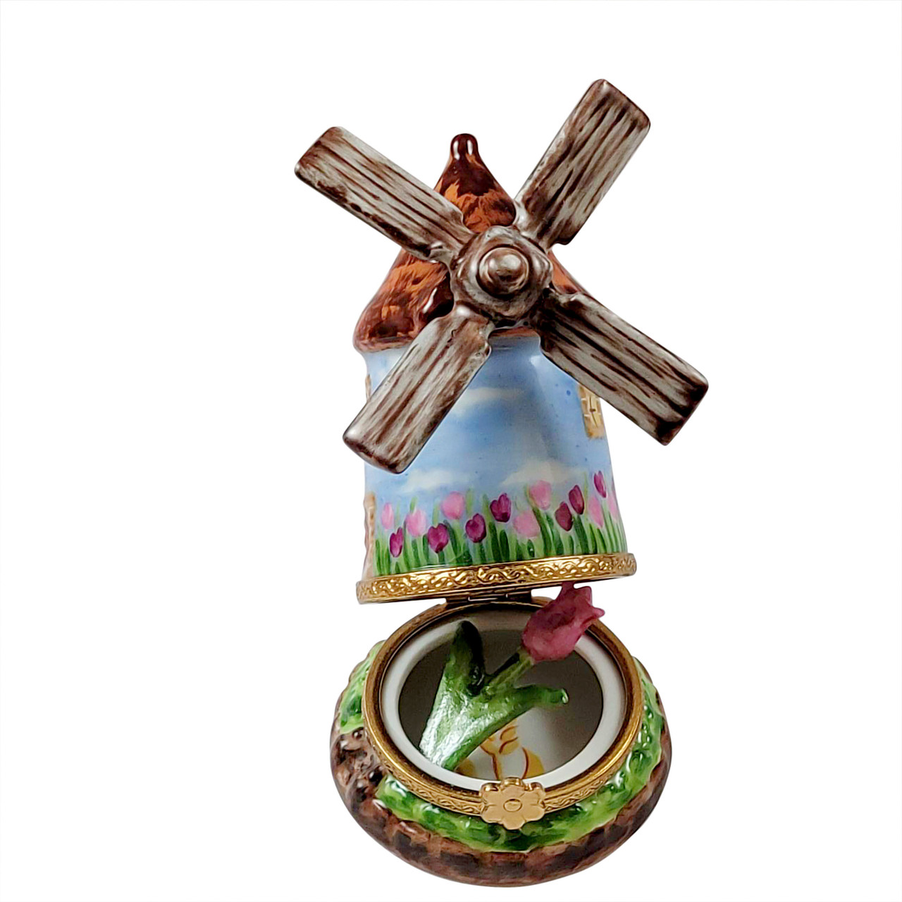WINDMILL WITH REMOVABLE TULIP Rochard Limoges Box RT297