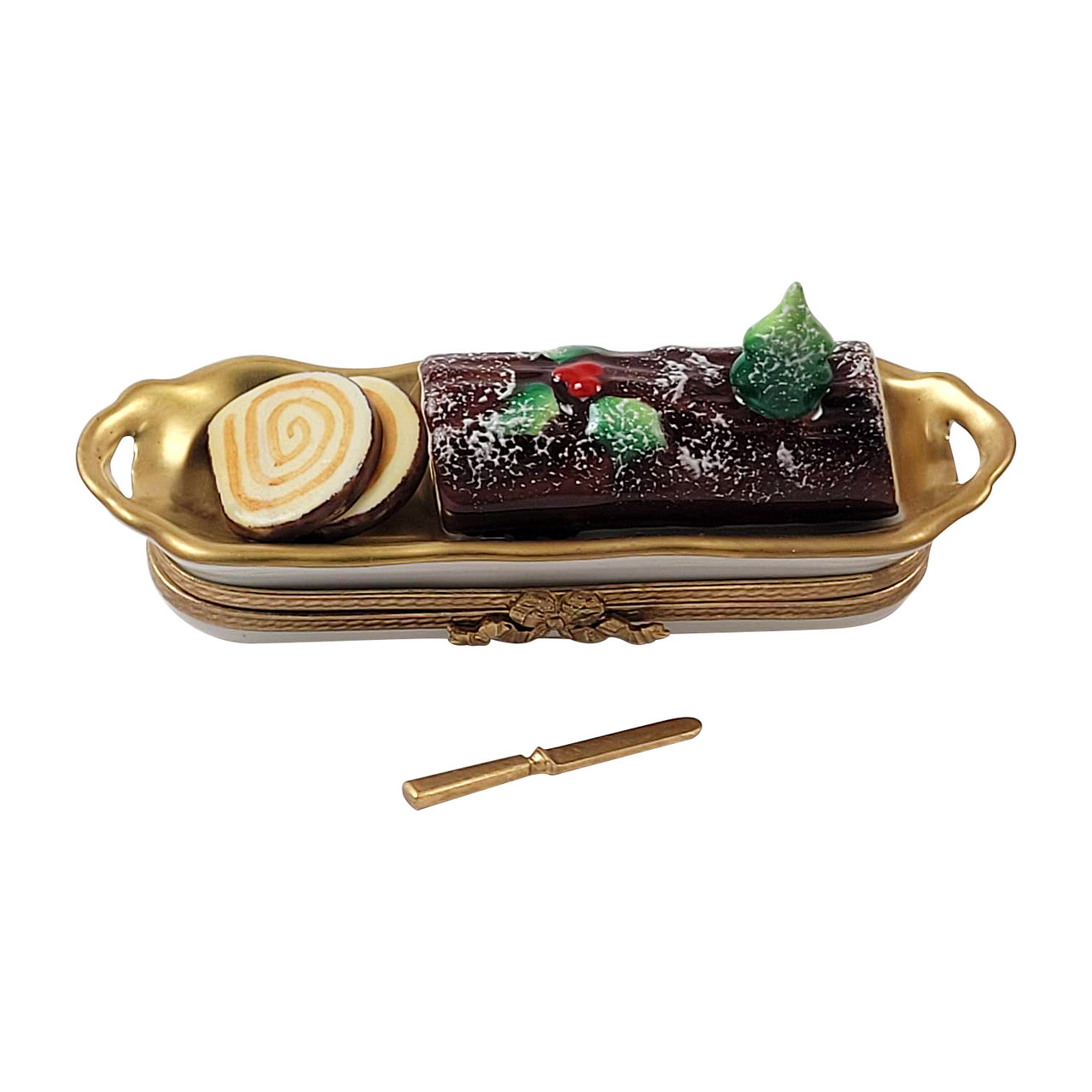 BUCHE DE NOEL WITH KNIFE Rochard Limoges Box RX027