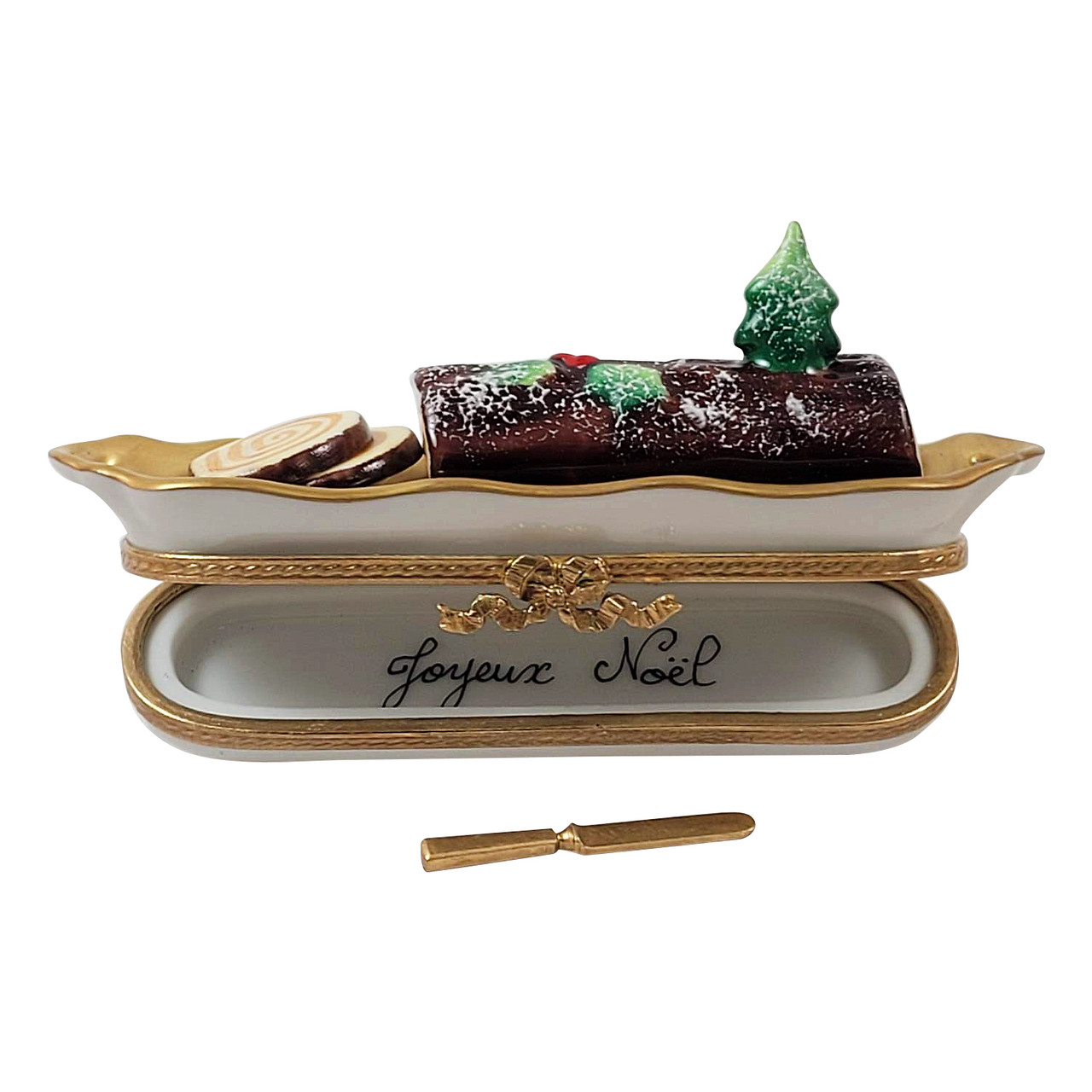 BUCHE DE NOEL WITH KNIFE Rochard Limoges Box RX027
