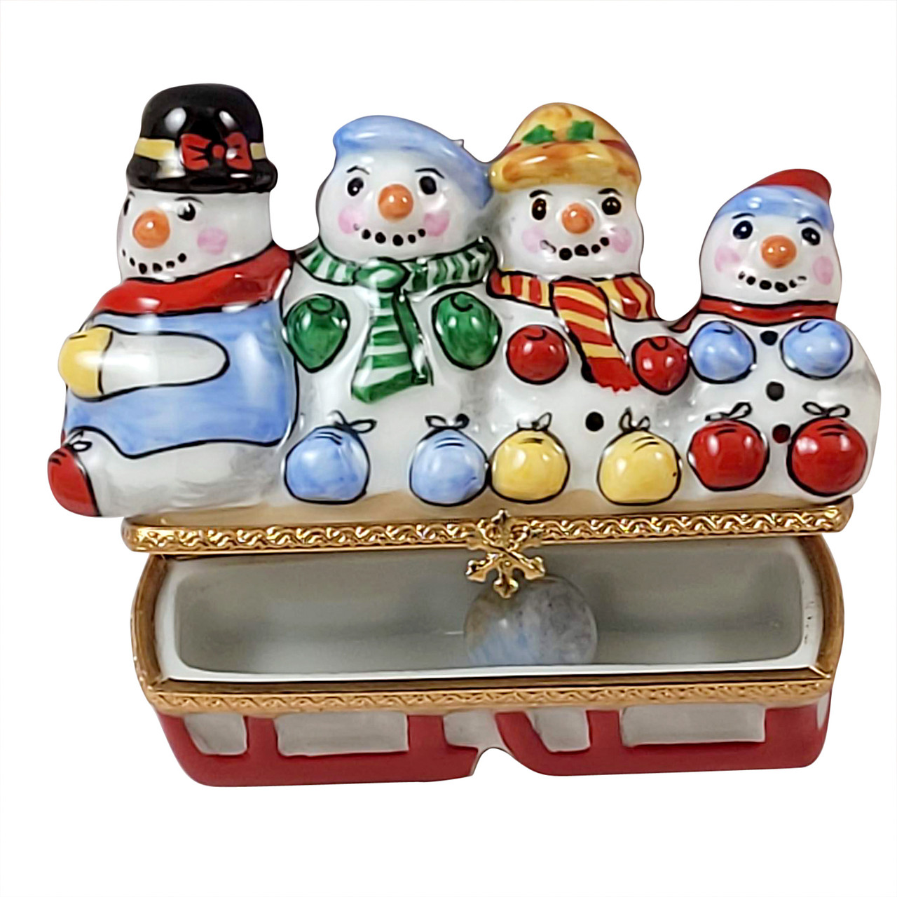 SNOWMEN ON SLED Rochard Limoges Box RX316