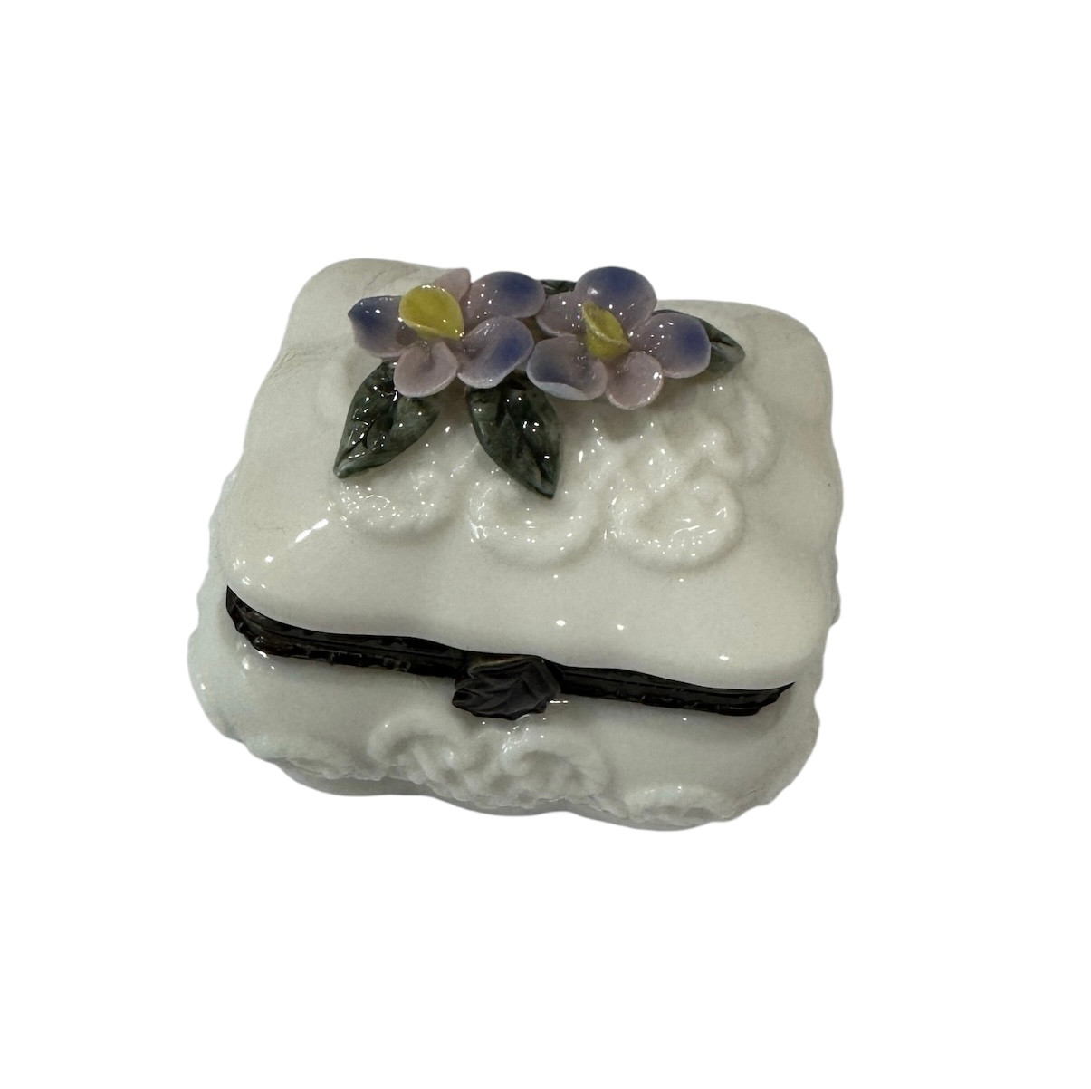 Porcelain Hinged Box  - Katherine's Collection White rectangle shape flowers