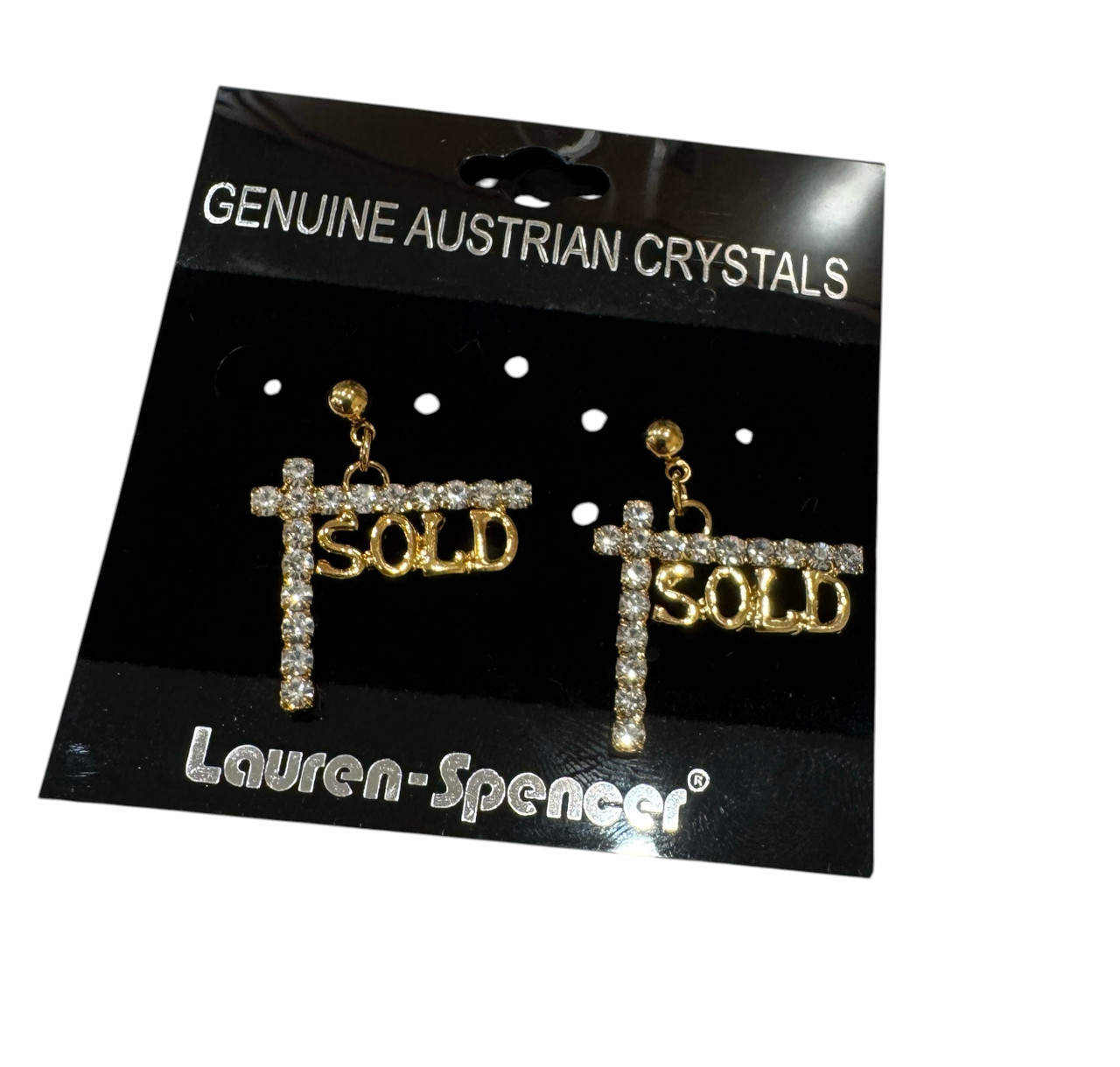 Realtor SOLD Post Earrings with Austrian Crystals 