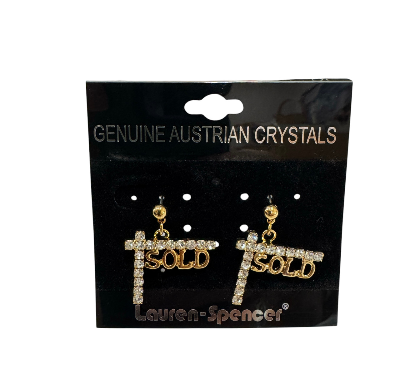 Realtor SOLD Post Earrings with Austrian Crystals 