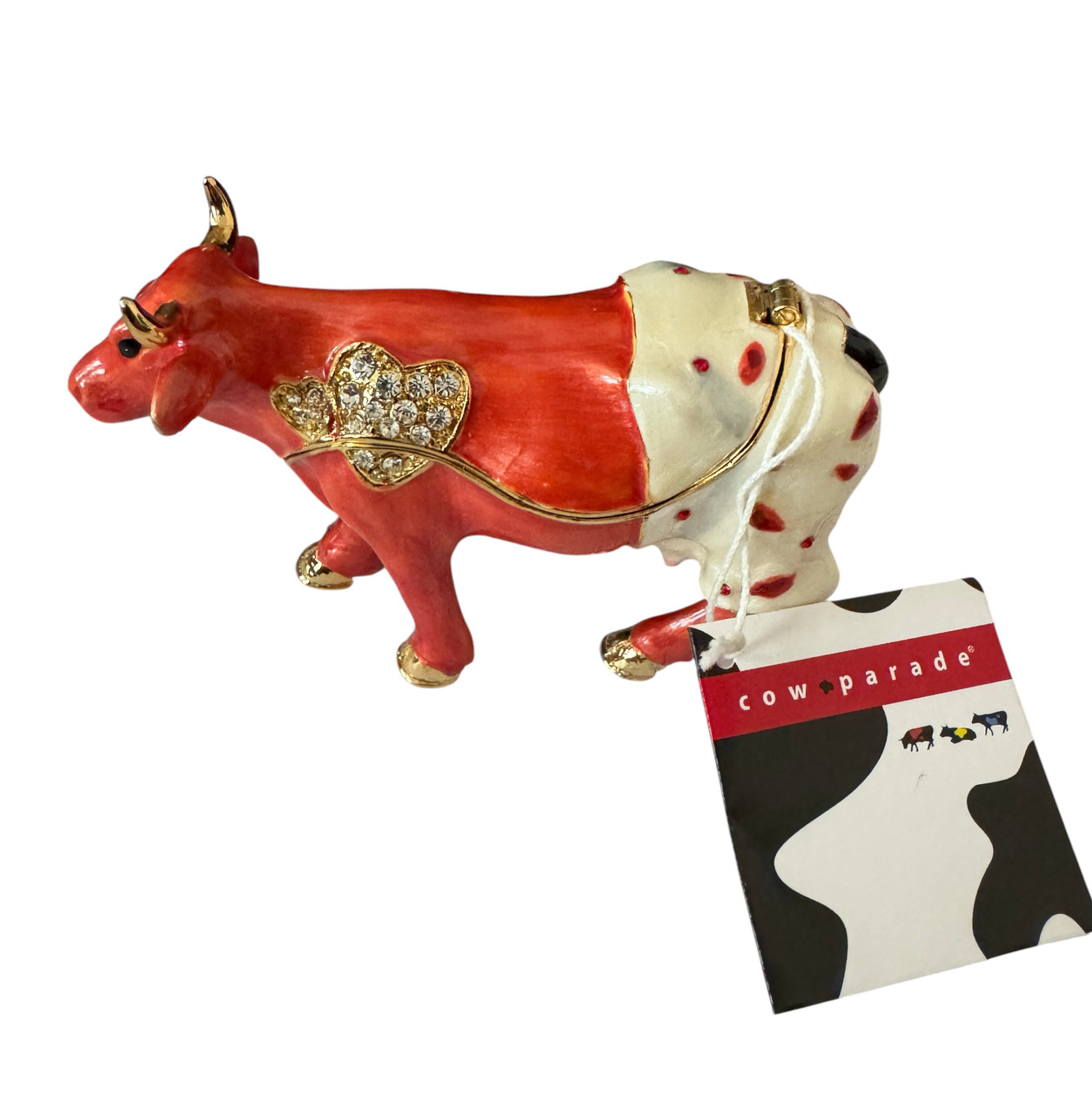 Jeweled Trinket Hinged Box - Cow Parade Moocho Amor Style 3554