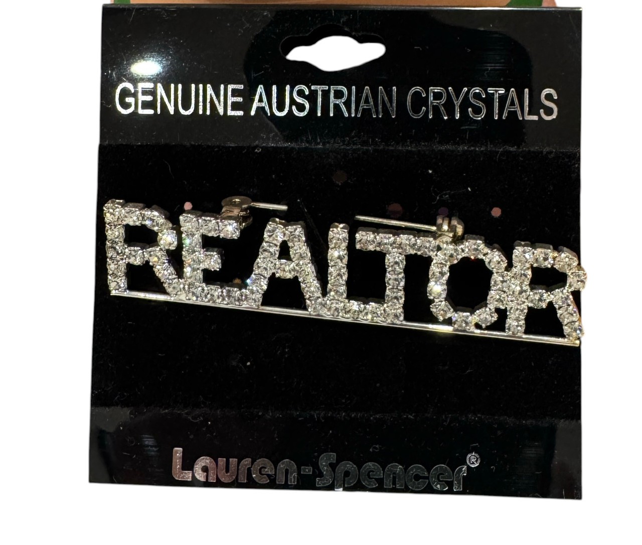 Silver Realtor with Austrian Crystals Brooch Pin