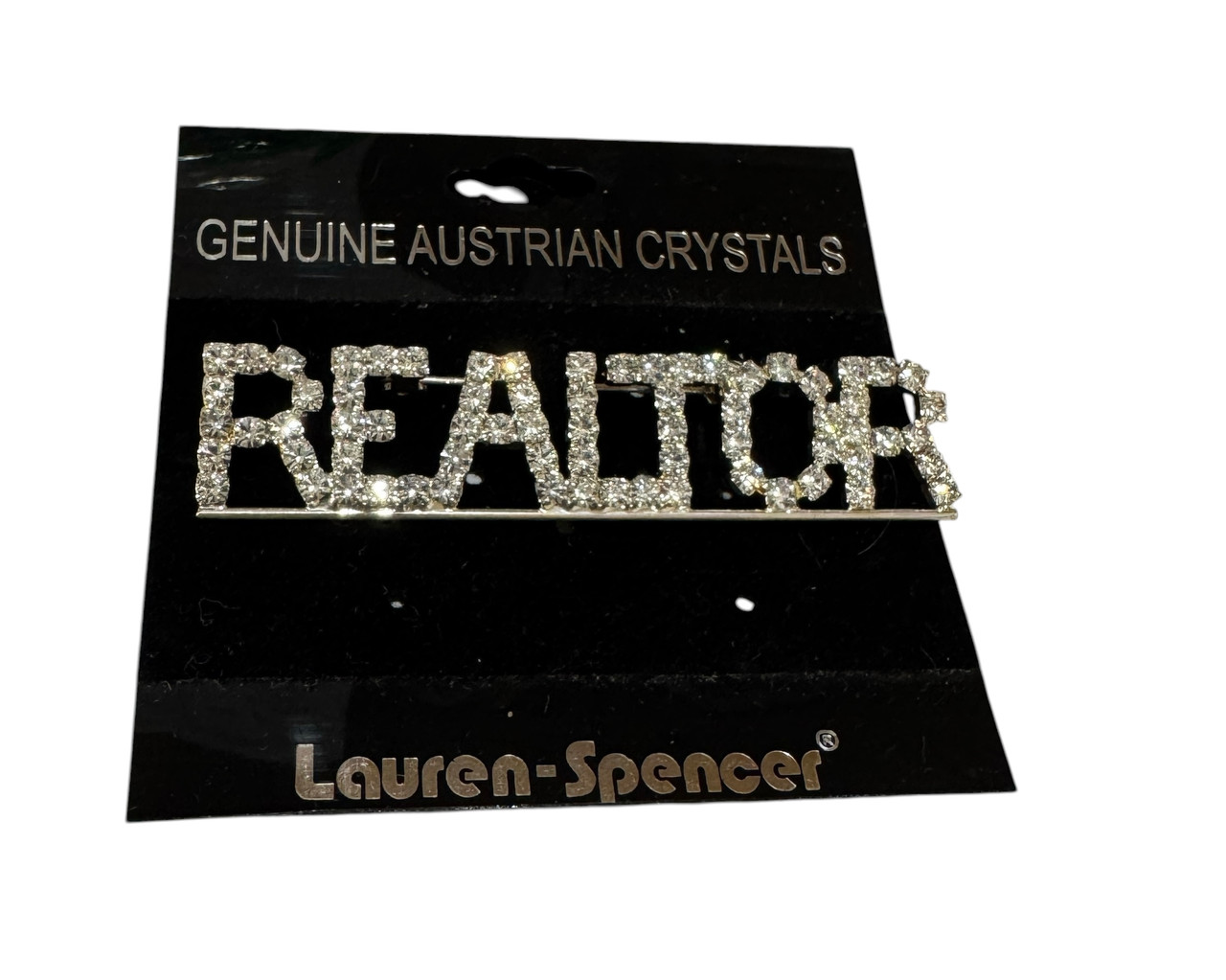 Silver Realtor with Austrian Crystals Brooch Pin