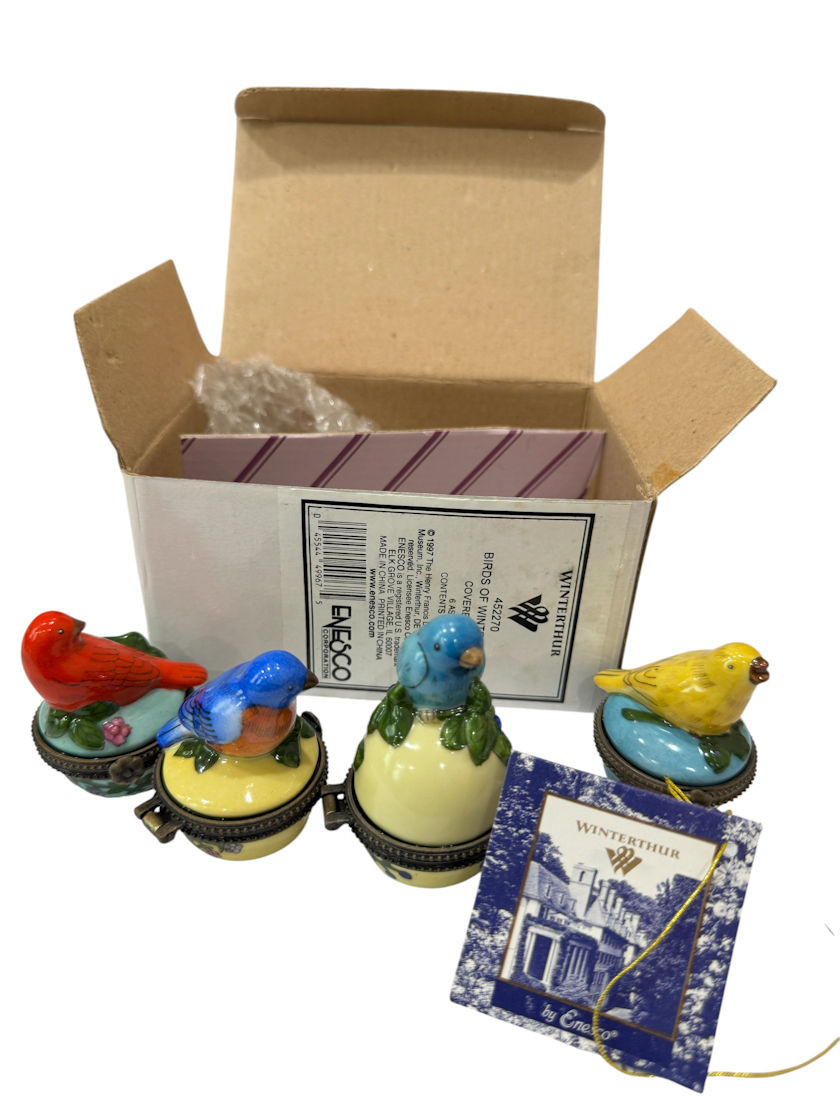 Birds of Winterthur Set of 4 Porcelain Hinged Boxes