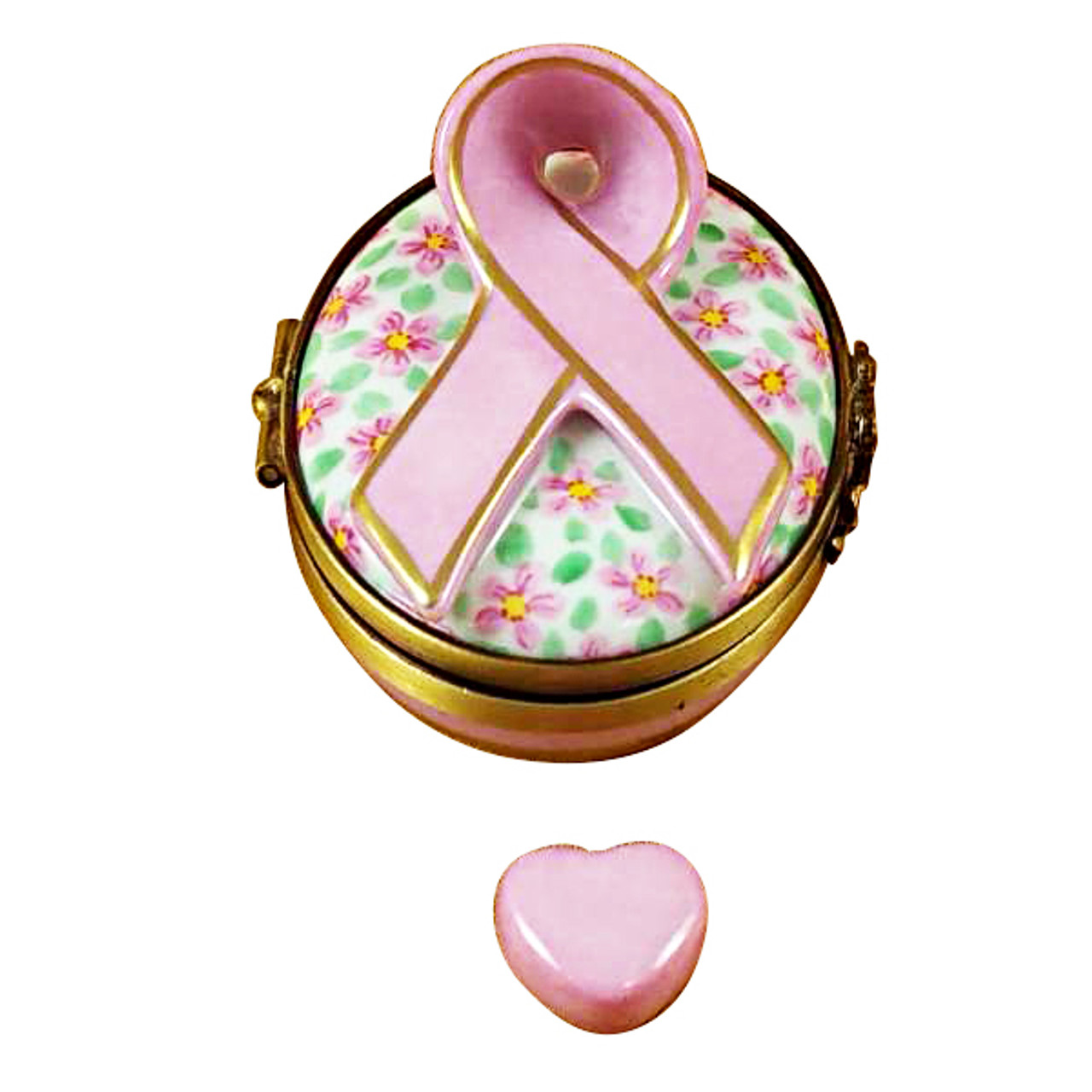 Pink Breast Cancer Ribbon Rochard Limoges Box