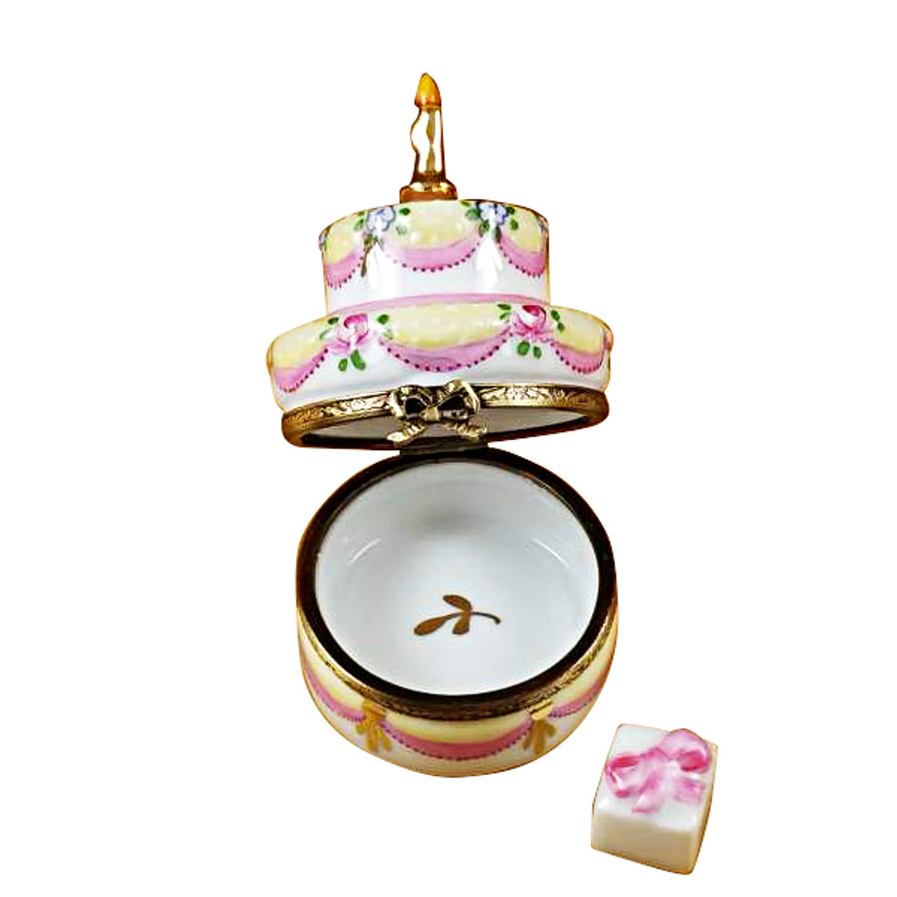 Two Layer Cake With Removable Porcelain Present Rochard Limoges Box