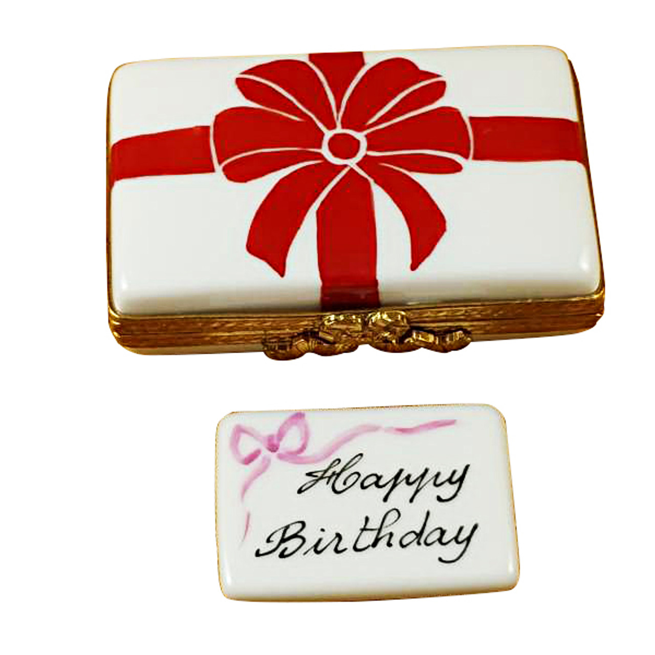 Gift Box With Red Bow - Happy Birthday Rochard Limoges Box RO181