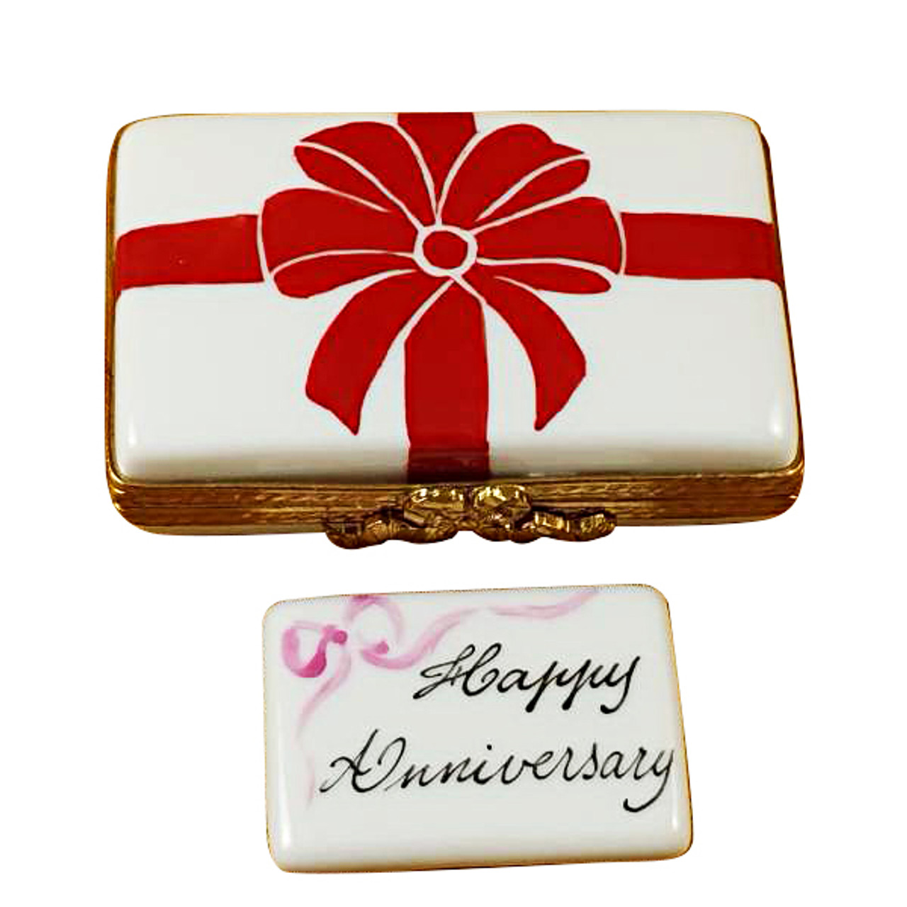 Gift Box With Red Bow - Happy Anniversary Rochard Limoges Box RO183