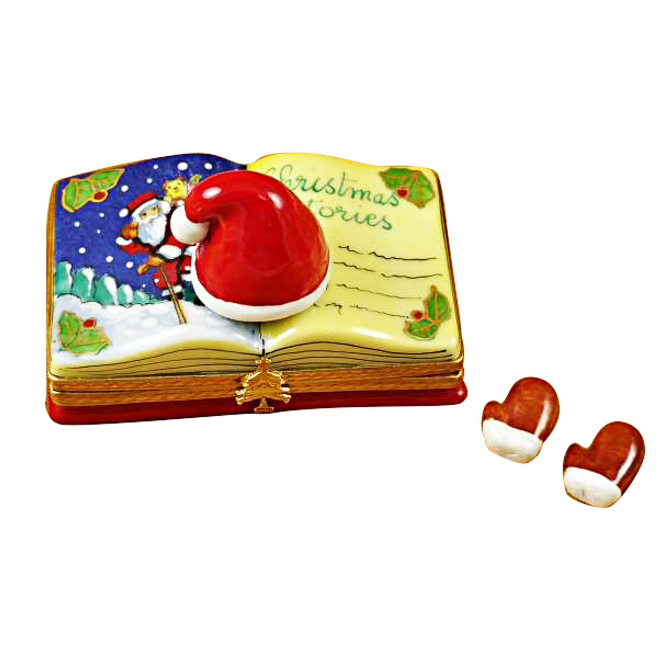 Christmas Book "Christmas Stories" With Removable Gloves Rochard Limoges Box