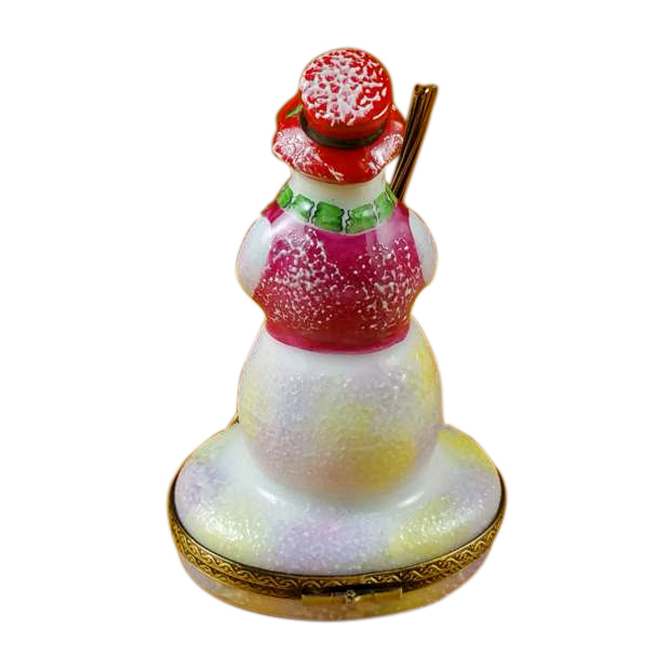 Snowman W/Red Hat & Broom Rochard Limoges Box